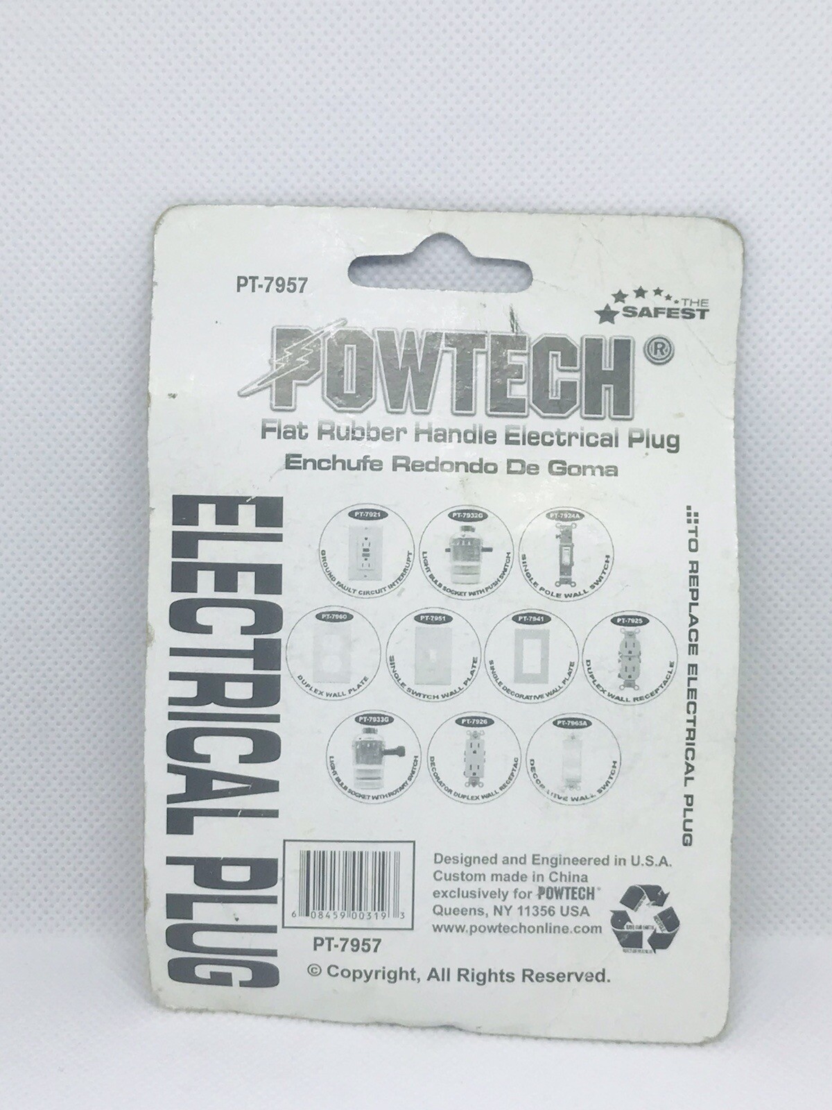 Powtech Flat Rubber Handle Electrical Plug Replaces -PT-7957…79