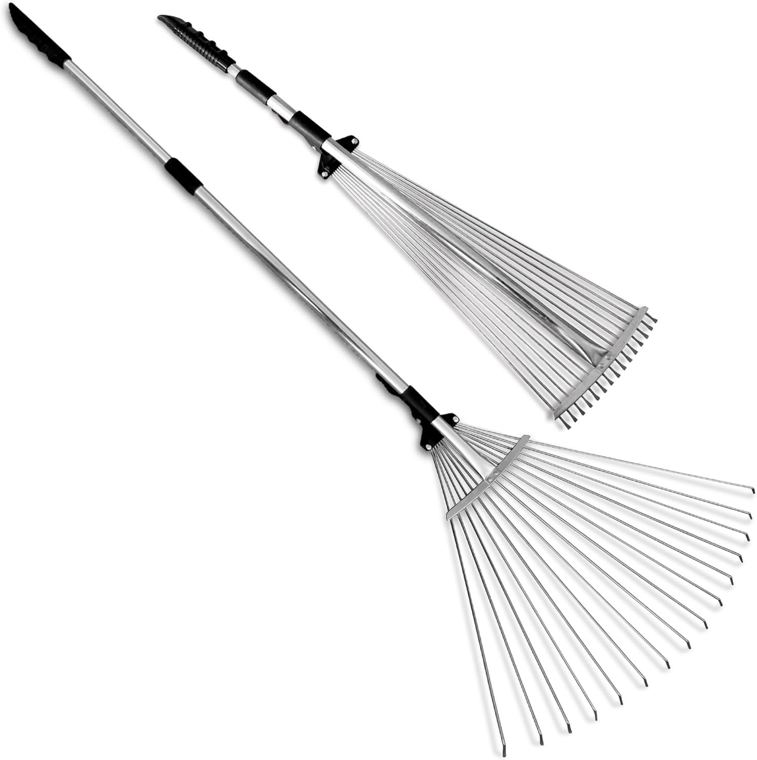 Adjustable Metal Rake Collapsible & Telescopic Garden Yard & Lawn Ideal Leaves
