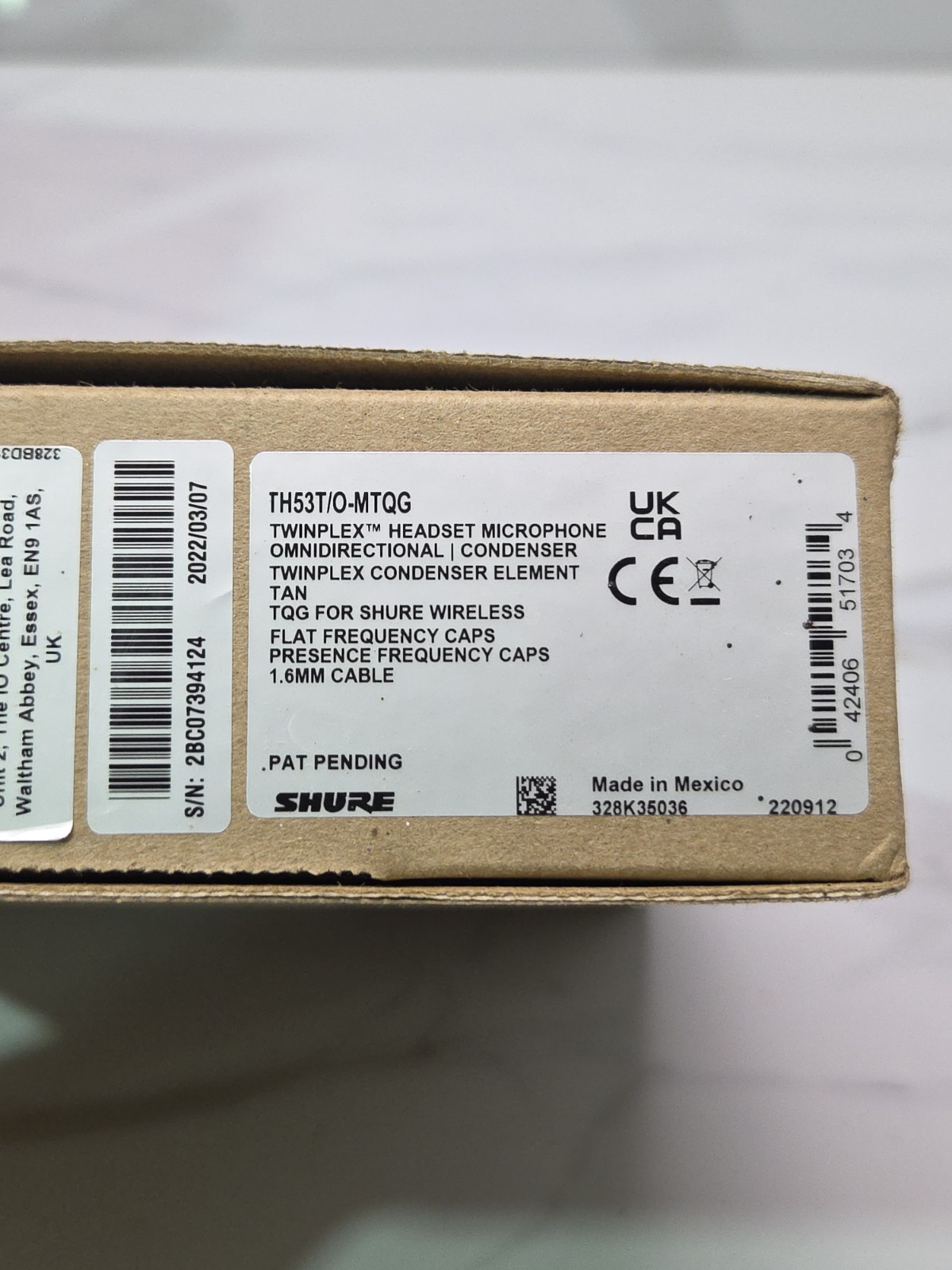 Shure TwinPlex TH53 TA4F Omnidirectional Headset Microphone - Tan