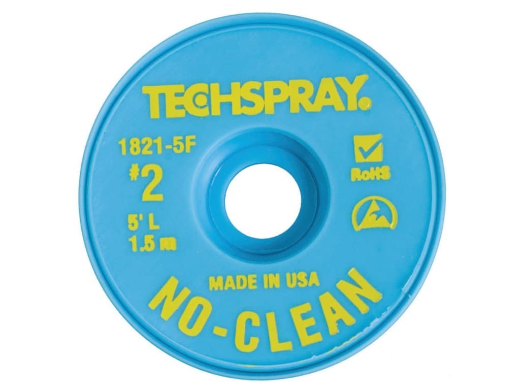 Techspray 1821-5F - Tech Spray Desolder Wick No Clean Anti-Static #2 Yellow 5'