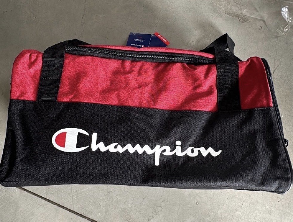 Champion Gym Bag Zip Polyester Red Black Adjustable Strap CV2-1054-601 OS