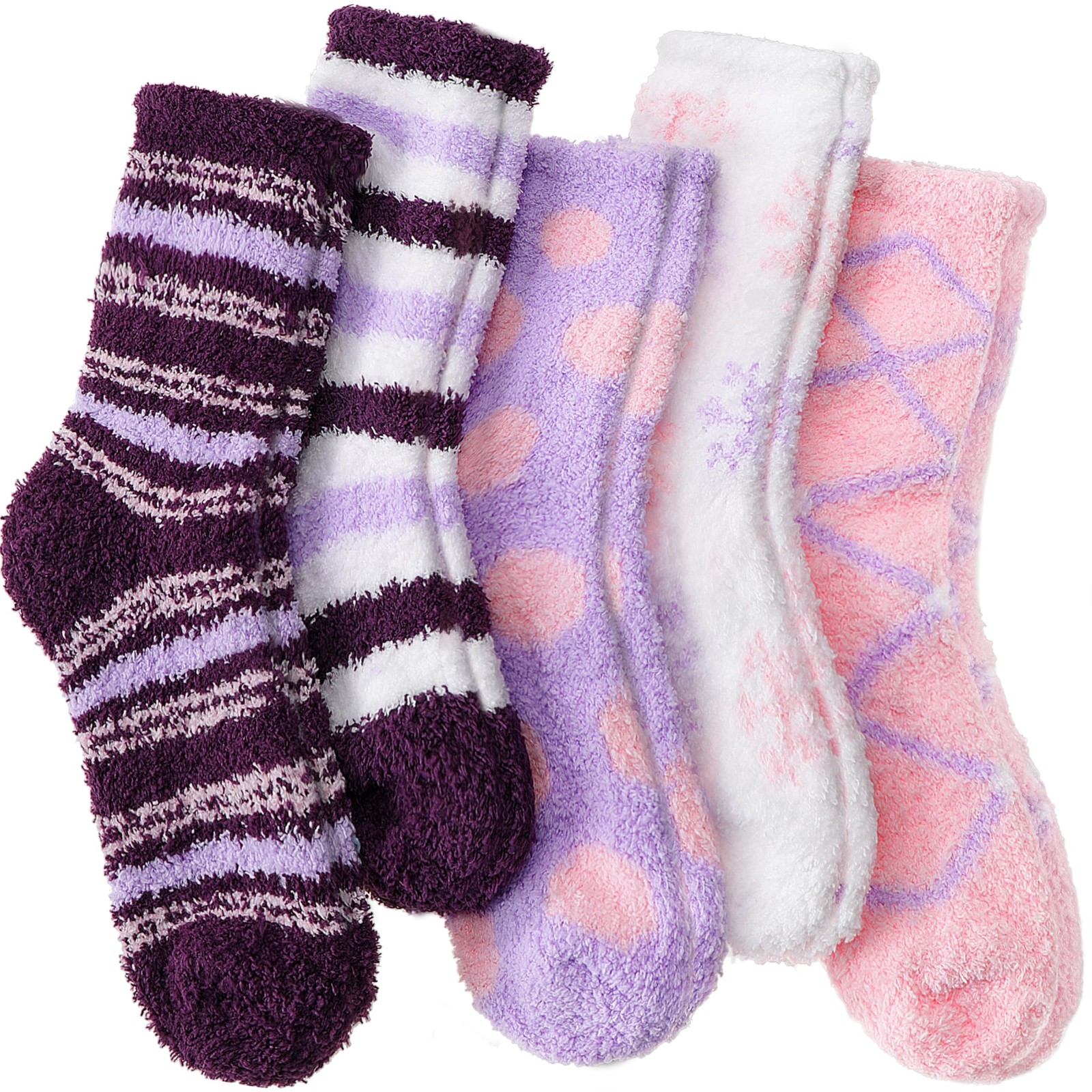 ANTSANG Womens Fuzzy Socks Fluffy Slipper Cozy One Size, Color Purple Pink