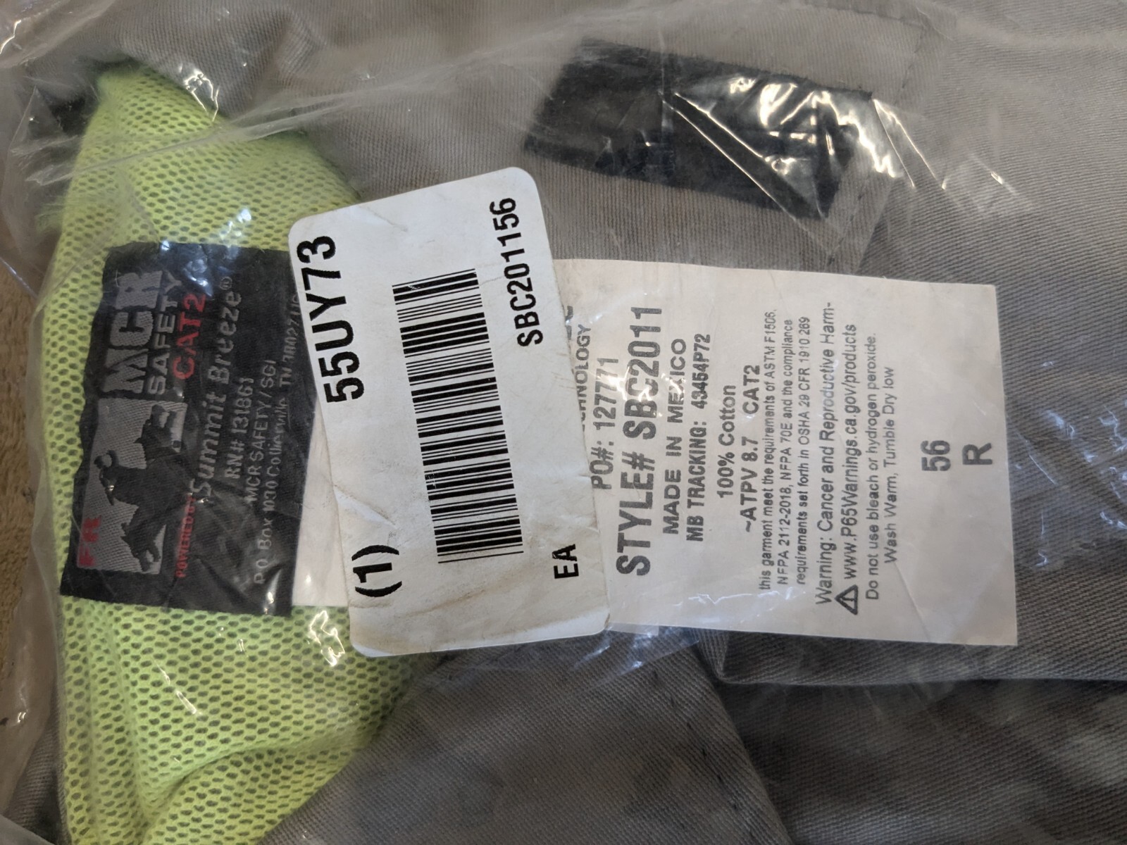 MCR SAFETY SBC201156 Coverall 8.7 cal/sq cm ATPV Men's 3XL Regular 56 in Chest