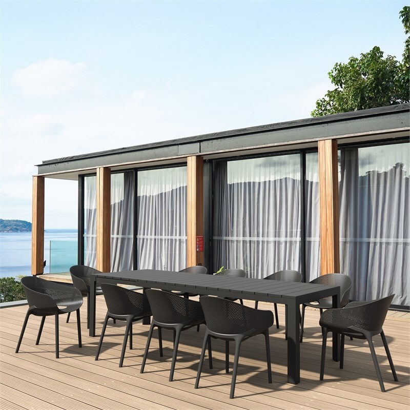 Compamia Atlantic XL 83-110 inch Extendable Dining Table in Black finish