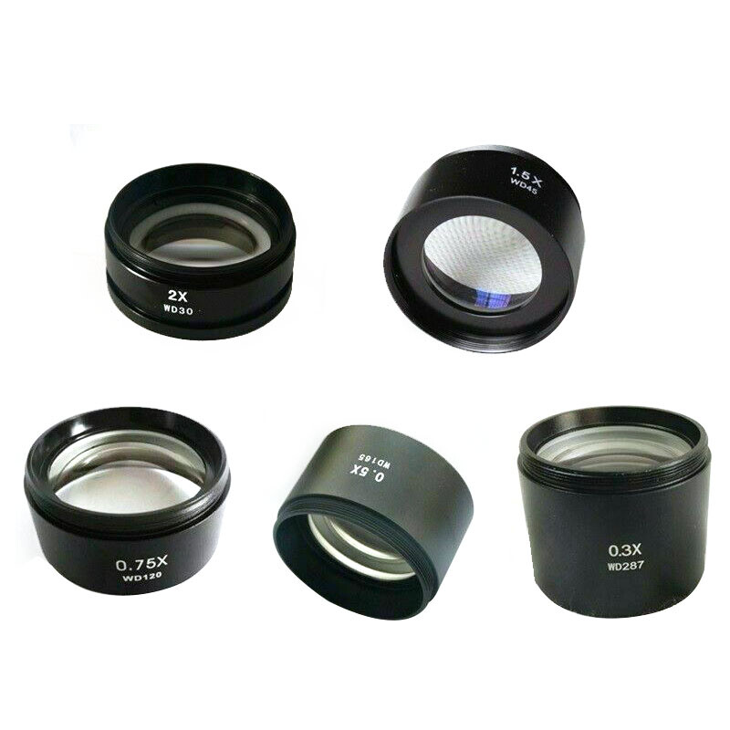 Stereo Microscope 0.3X 0.5X 0.75X 1.5X 2X Auxiliary Objective Barlow Lens 48mm