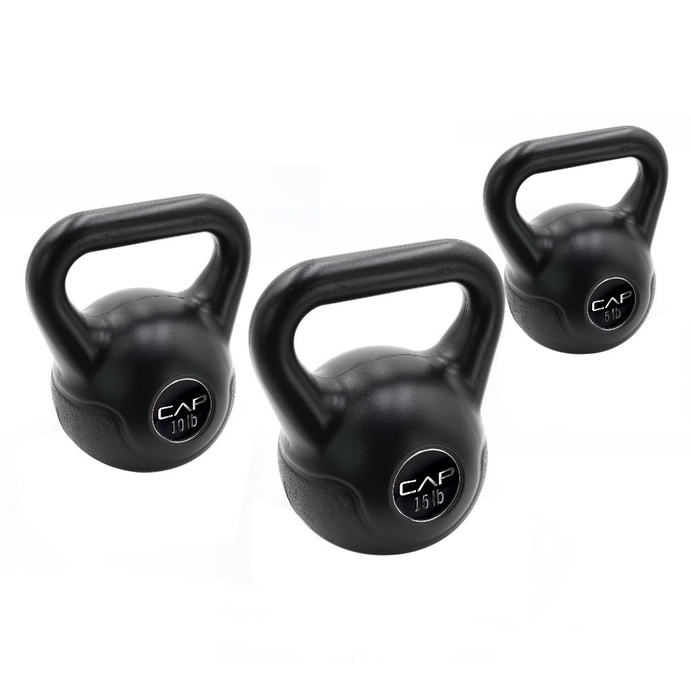 Vinyl Coated Kettlebell Weights Set 5lb 10lb 15lb for Home Gym Fitness Training