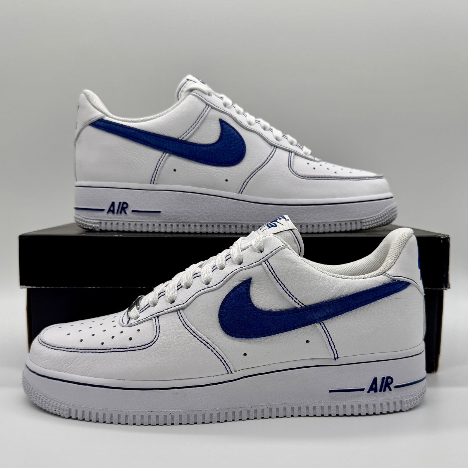 Nike Air Force 1 Low White Deep Royal Blue Sneakers HQ2037-100 Mens Size NEW