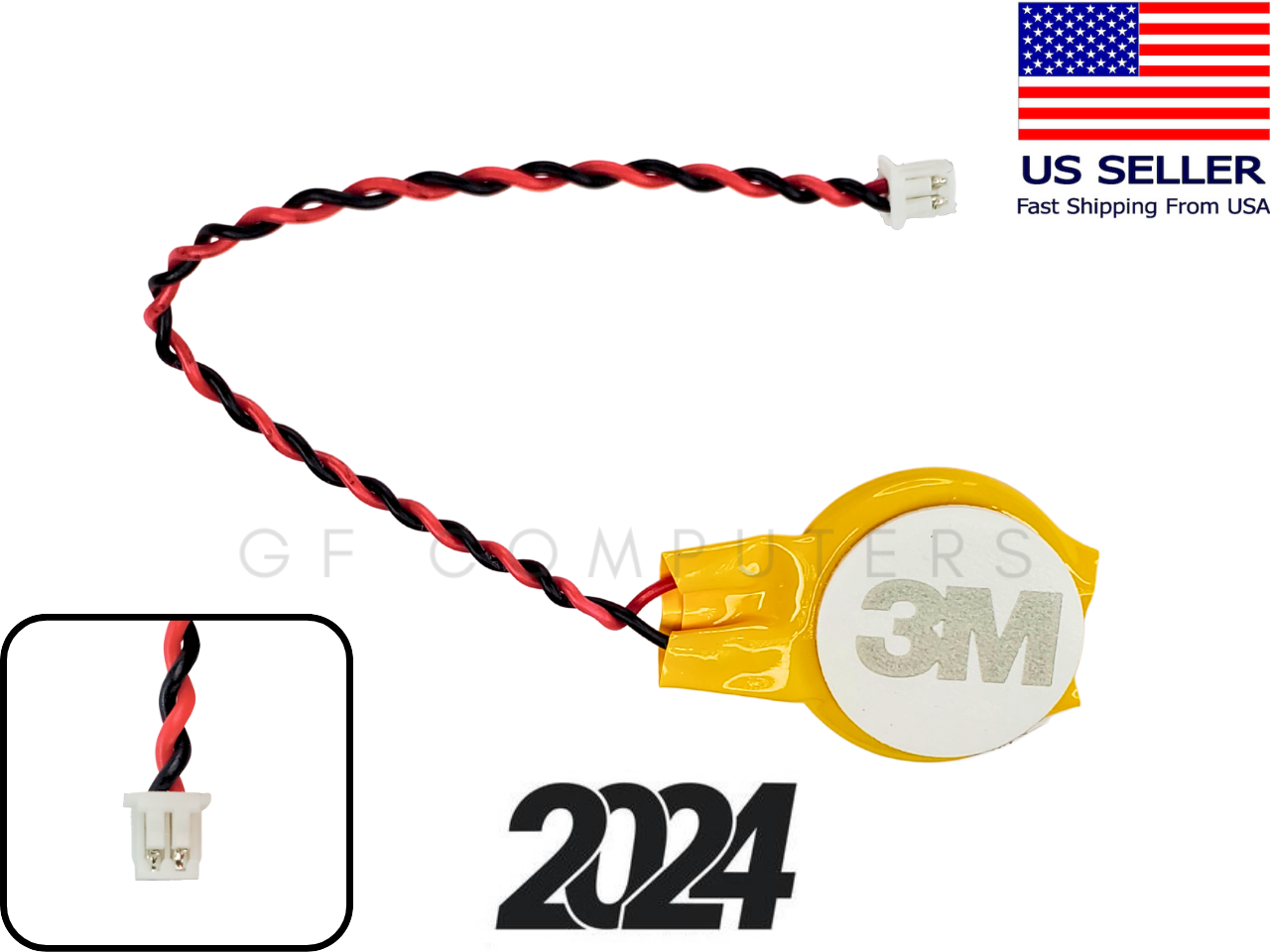 For Dell E6230 BACKUP RTC Reserve Resume Clock BIOS CMOS BATTERY 2 WIRE