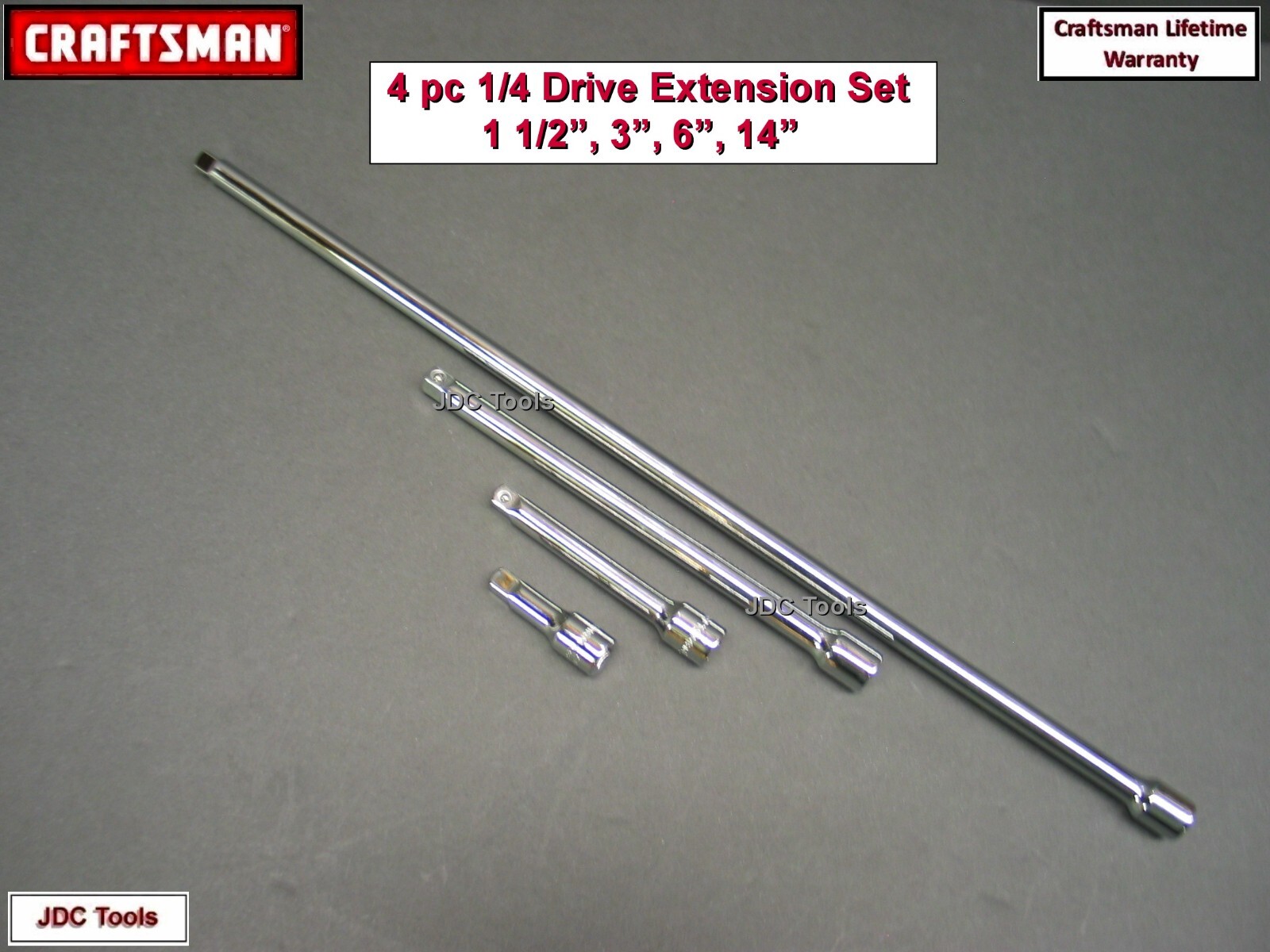 CRAFTSMAN HAND TOOLS 5pc 1/4 drive ratchet wrench socket extension set 4