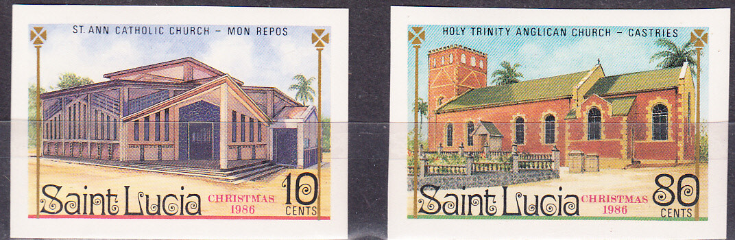 W SAINT-LUCIA 0867v+869v CHURCHES IMPERFORATED
