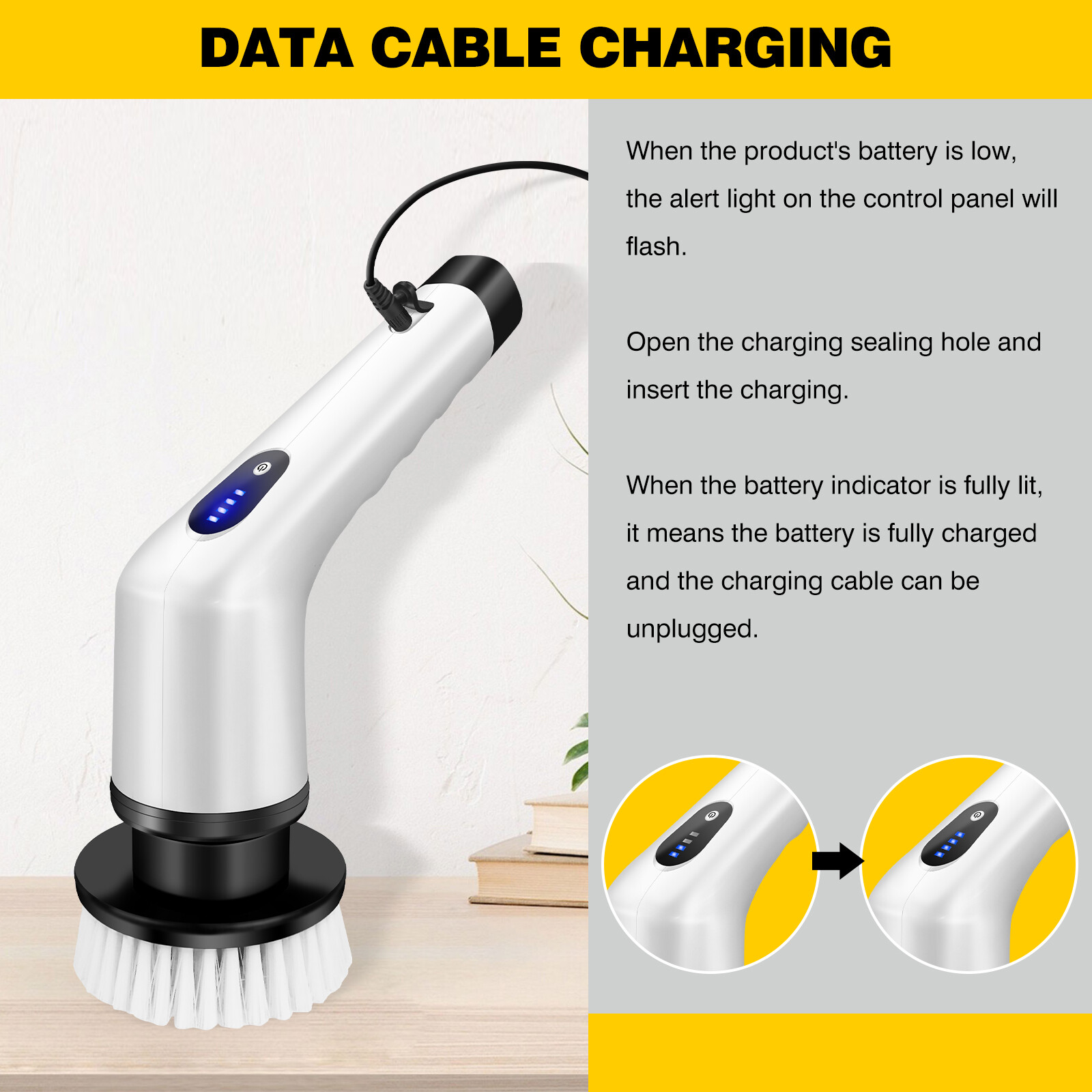 Powerful Spin Scrubber Electric Mop Rechargeable & Cordless For Kitchen,Bath