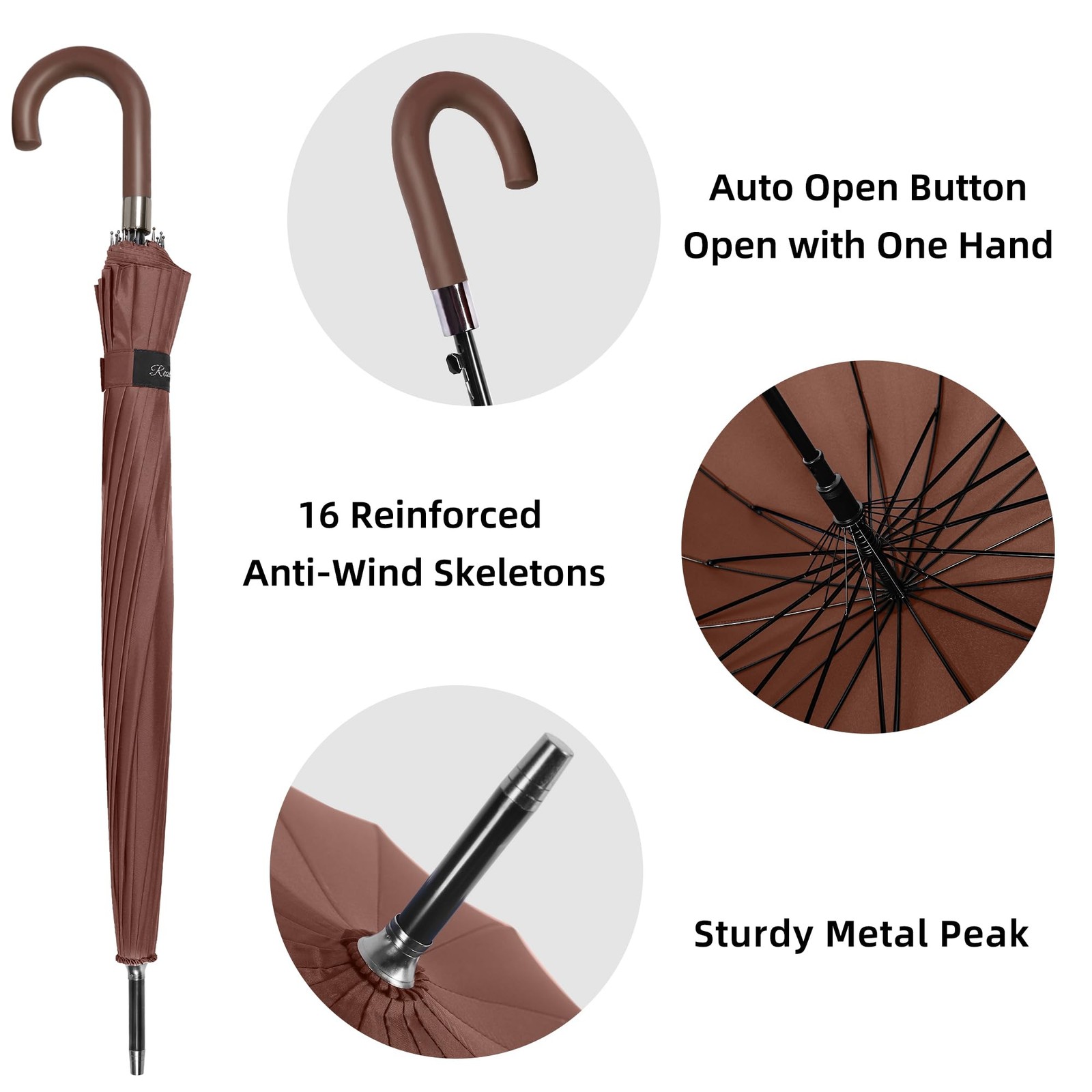 Windproof Large Umbrella for Rain,Automatic Open with Easy Grip,Rainproof and...