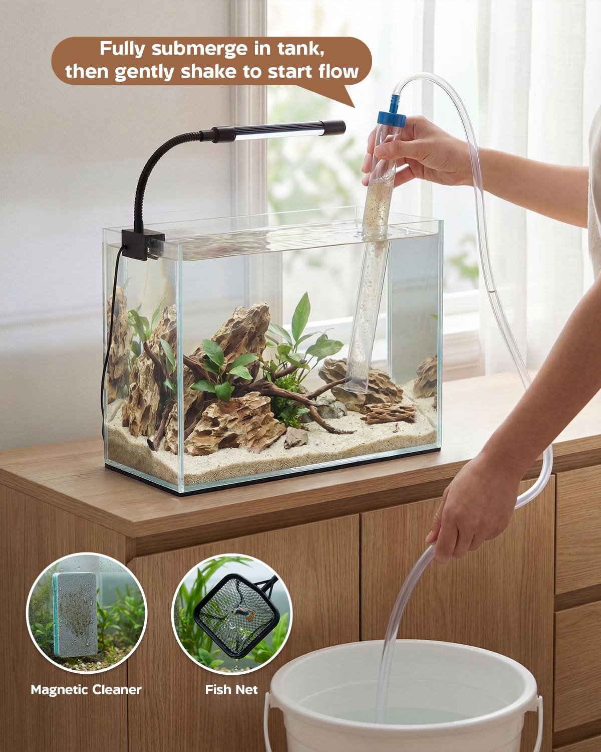 Glass Fish Tank Kit, 3 Gallon Betta Fish Tank Aquarium Starter Kit with Filte...