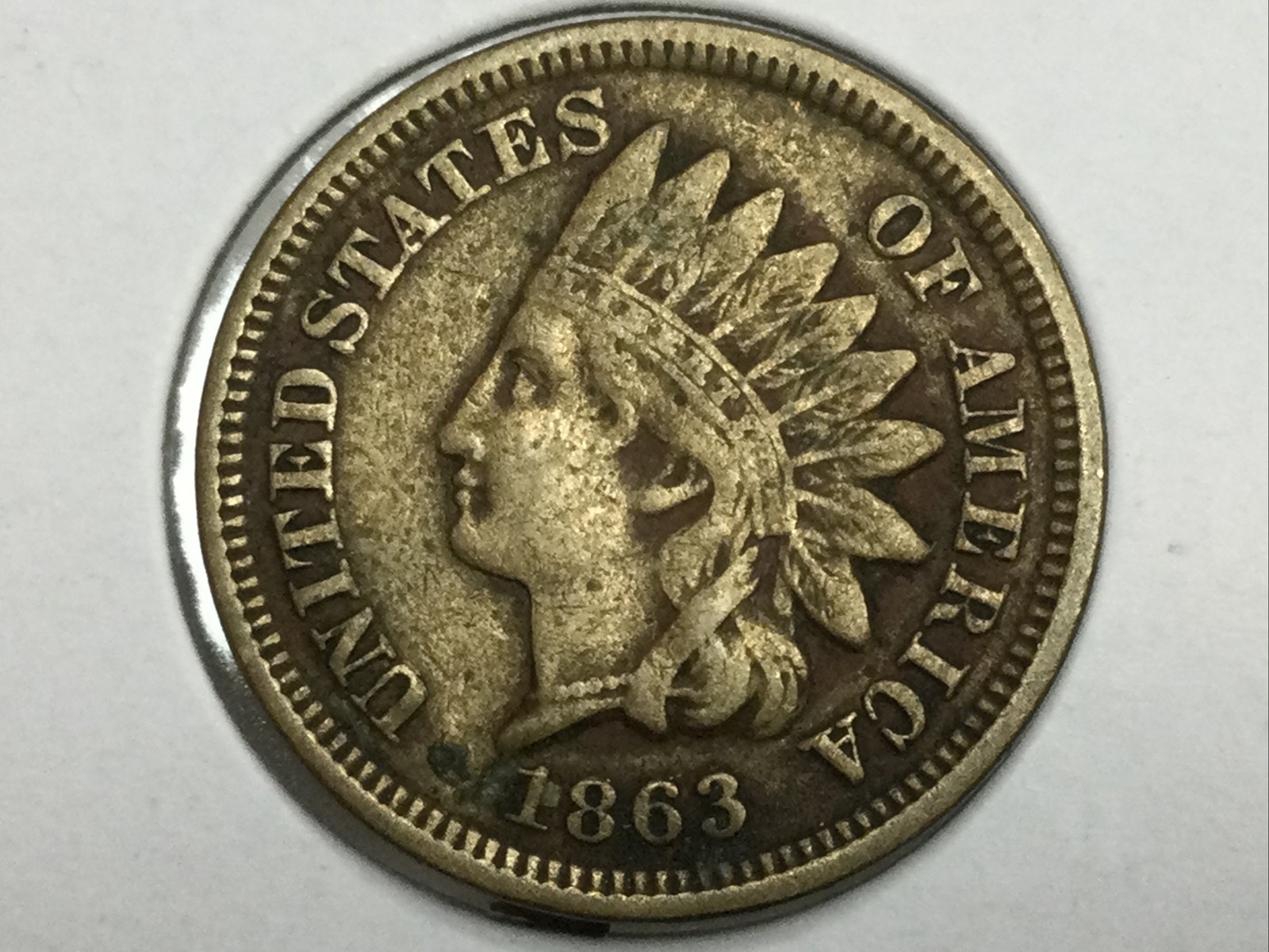 1863 Copper Nickel Indian Cent in fine