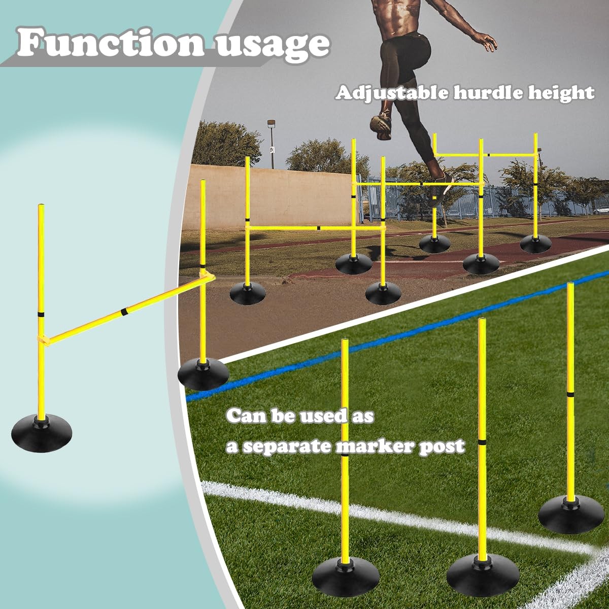 Voodans Adjustable Height Agility Hurdle Set Multi-Function Soccer 3.3 FT
