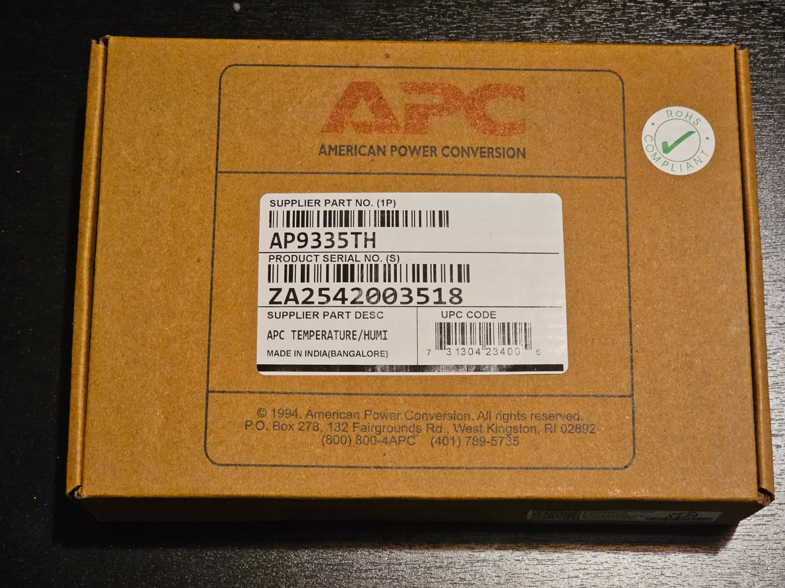 APC Temperature & Humidity Sensor - AP9335TH