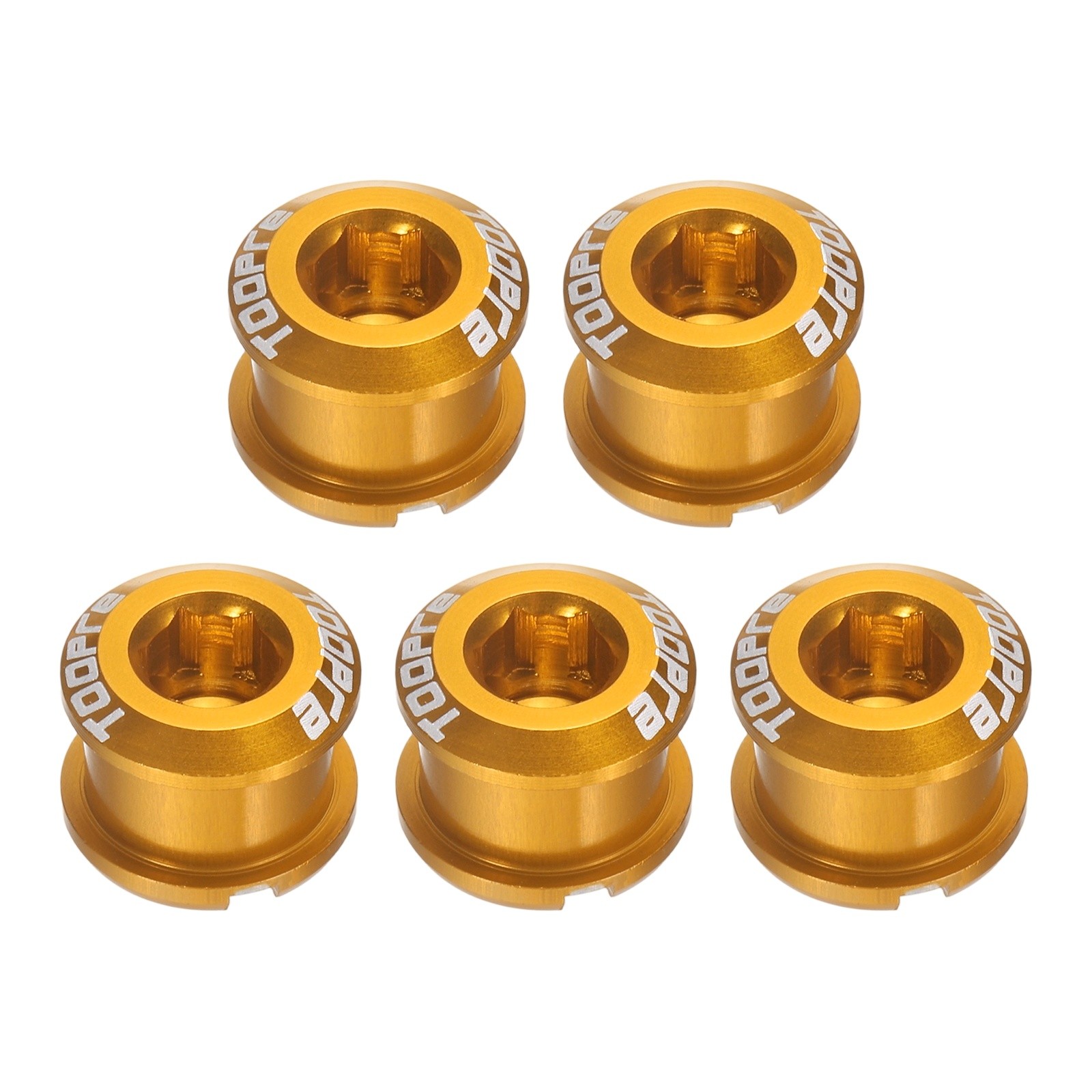 5pcs Single Chain Ring Bolts M8 Aluminum Alloy Bike Chainwheel Screws, Gold