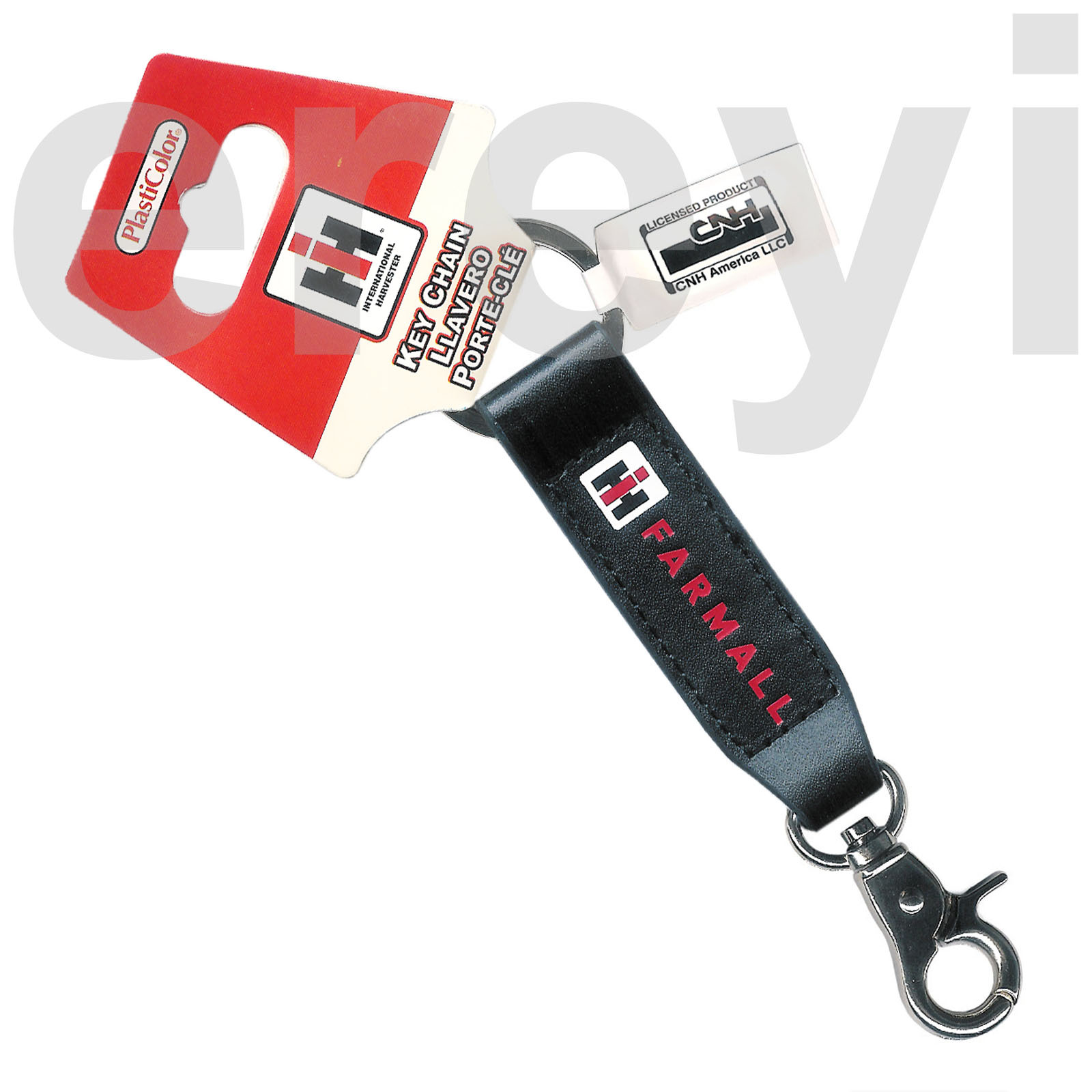 FARMALL CLASSIC IH LOGO BLACK LEATHER STRAP KEYCHAIN Car International Harvester