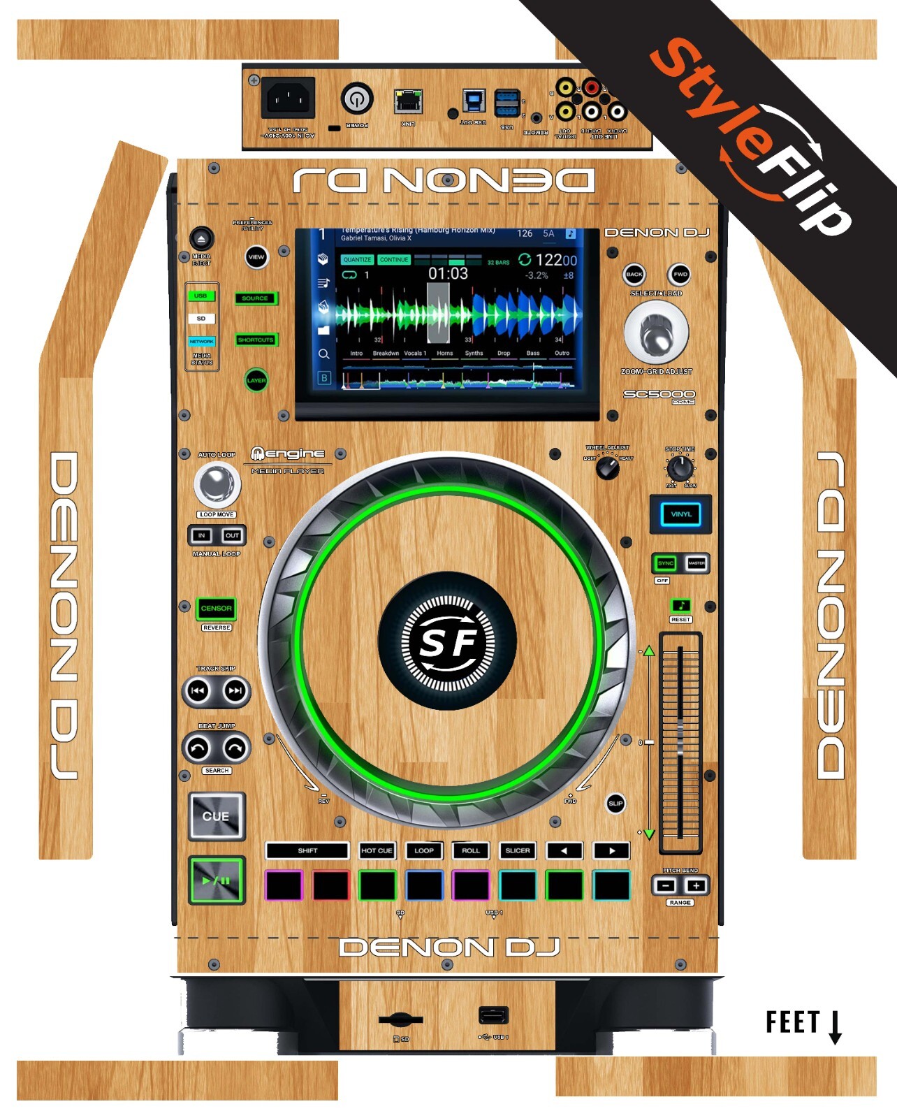 Denon DJ SC5000/5000M Prime Skin | Wood 5 | Protective Decal | StyleFlip Skins