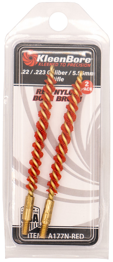 (2 PACK) KleenBore® .22/.223/5.56mm Rifle Red Nylon Bore Brush, FREE SHIPPING