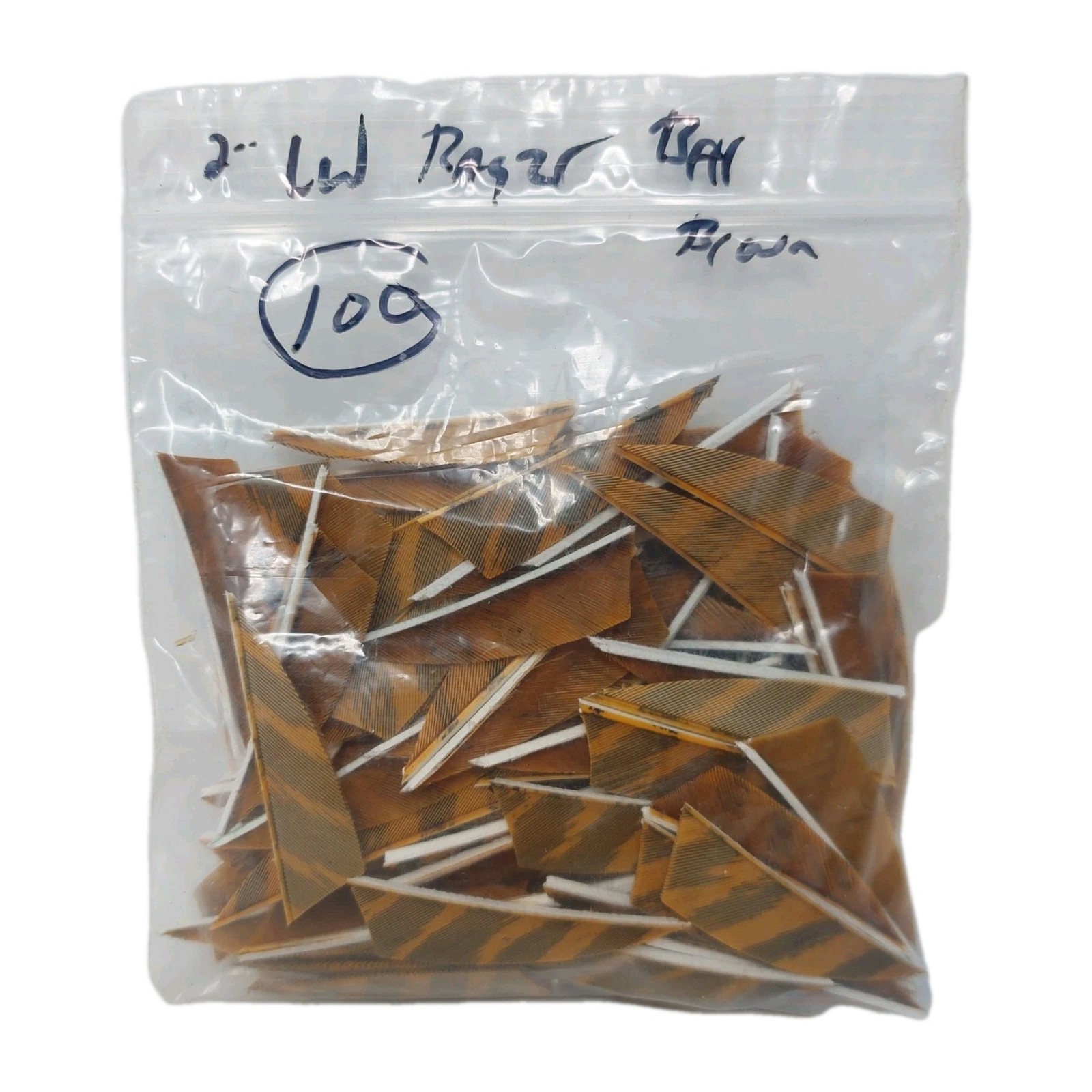 100 Pack Archery Arrow Feathers 2" Left Wing: Rayzr Shield Barred Desert Brown