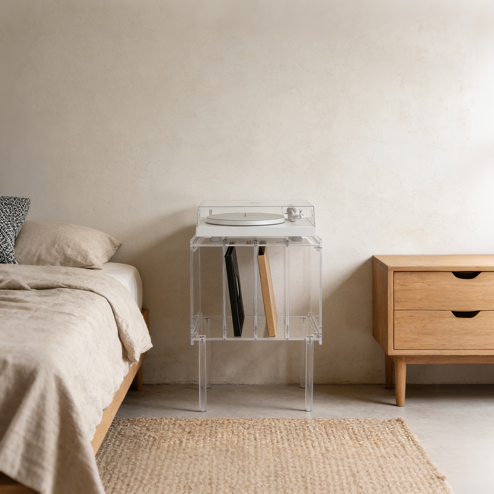 Acrylic Record Player Stand Record Player Stand with Storage Acrylic Side Table