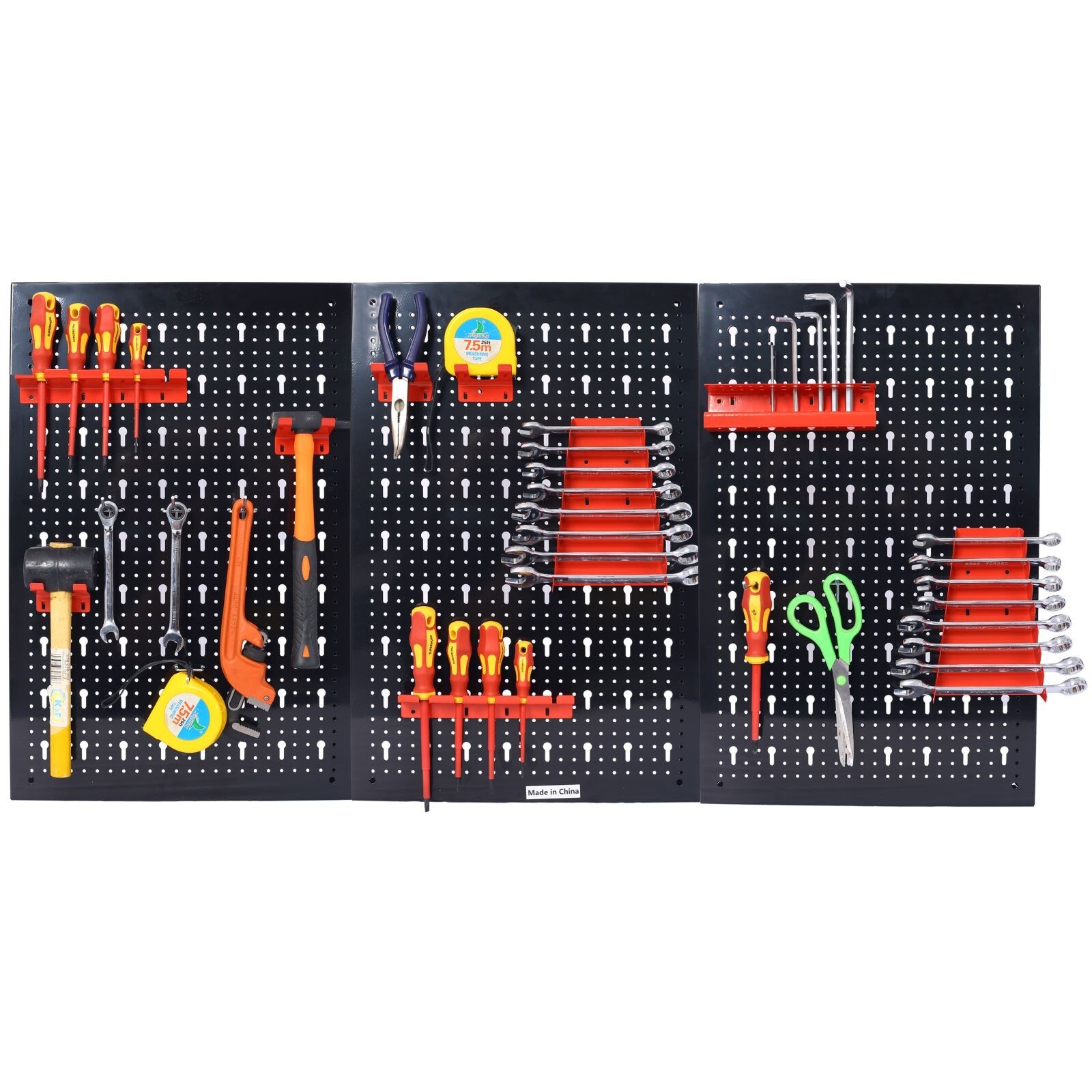 Yessources 3pcs Black Metal Pegboard Garage 48x24 Tool Organizer Wall Mount