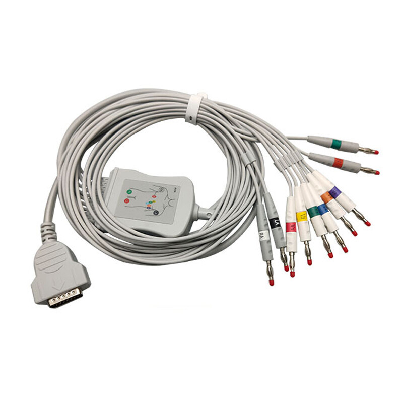 10-Lead EKG Patient Cable, AHA Banana Leadwire, for GE MAC Series ECG Machines