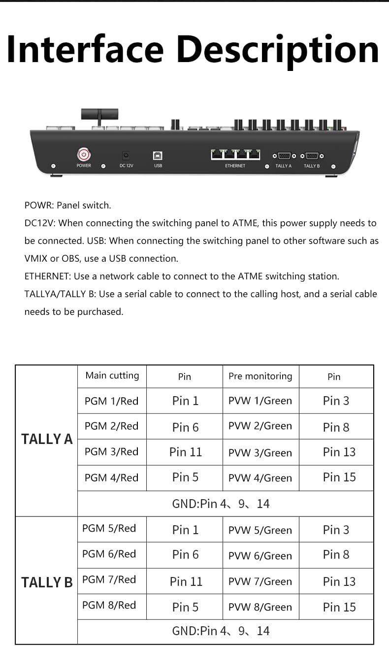 TYST TY-K1700HD Video Switcher Control Panel for BMD ATEM 1 M/E vMix Software