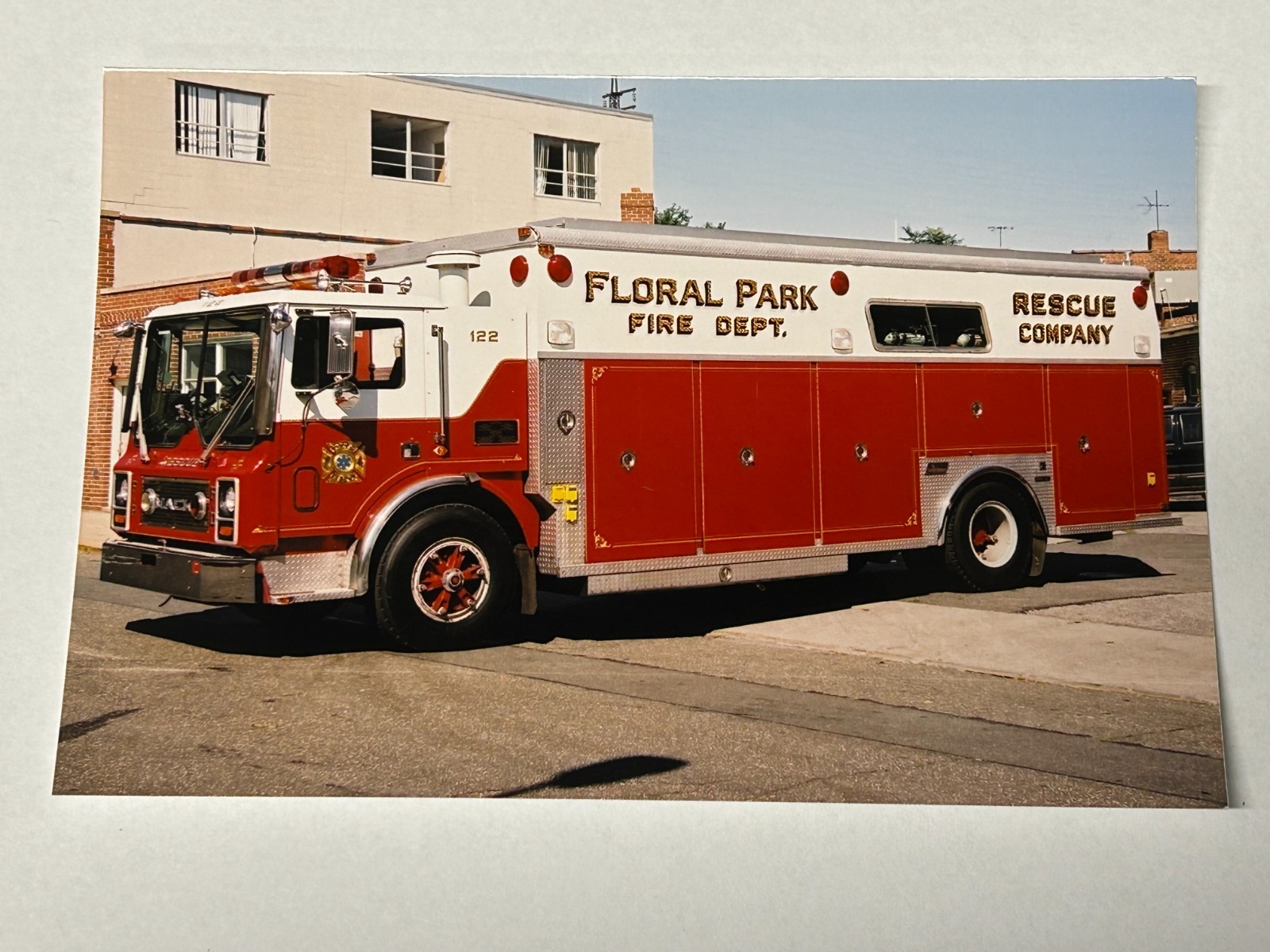 Floral Park NY 1984 Mack MC Saulsbury rescue Fire Apparatus Print A62