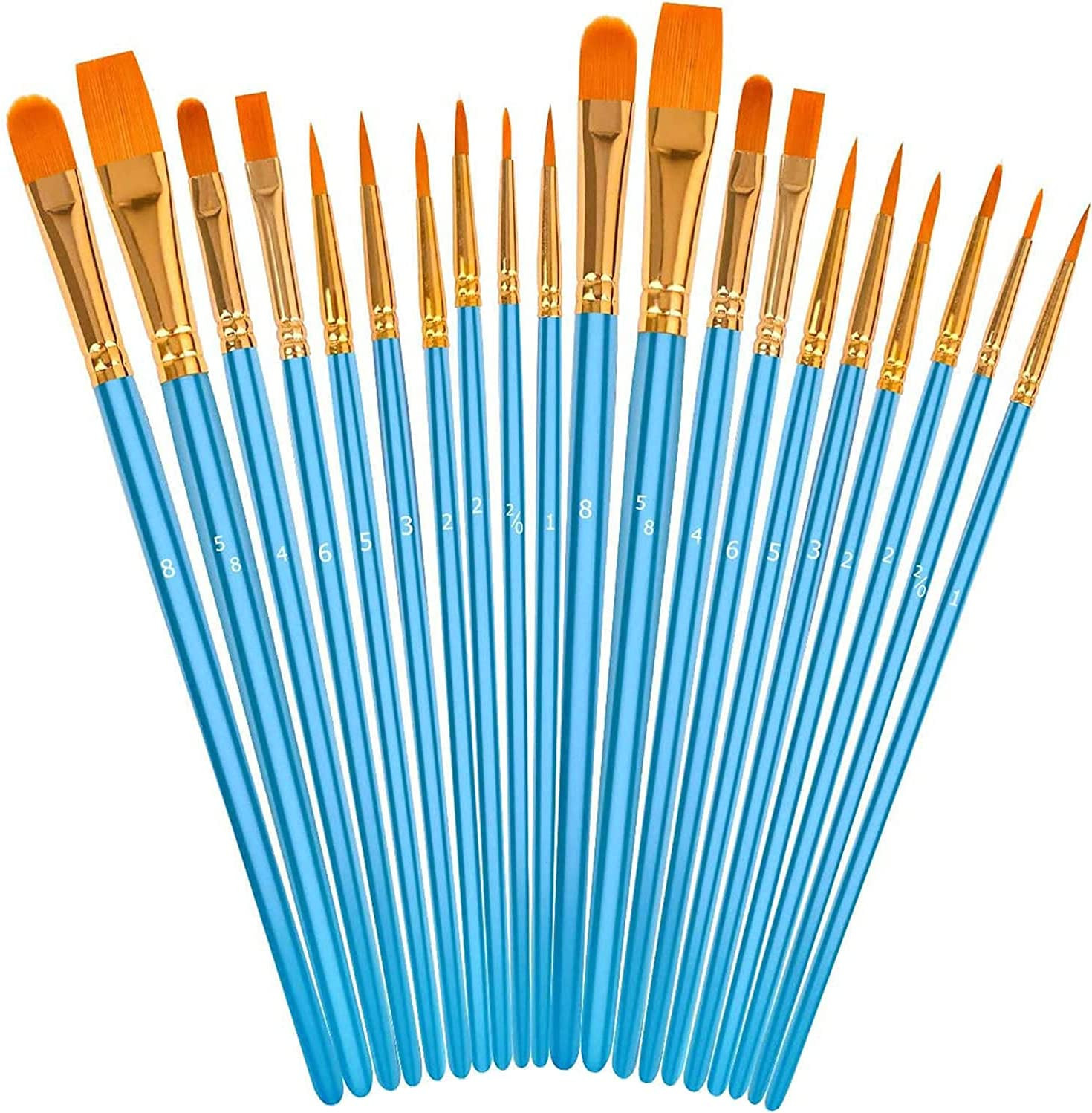 Acrylic Paint Brushes Set, Easter Basket Stuffers, 20Pcs round Pointed Tip Artis