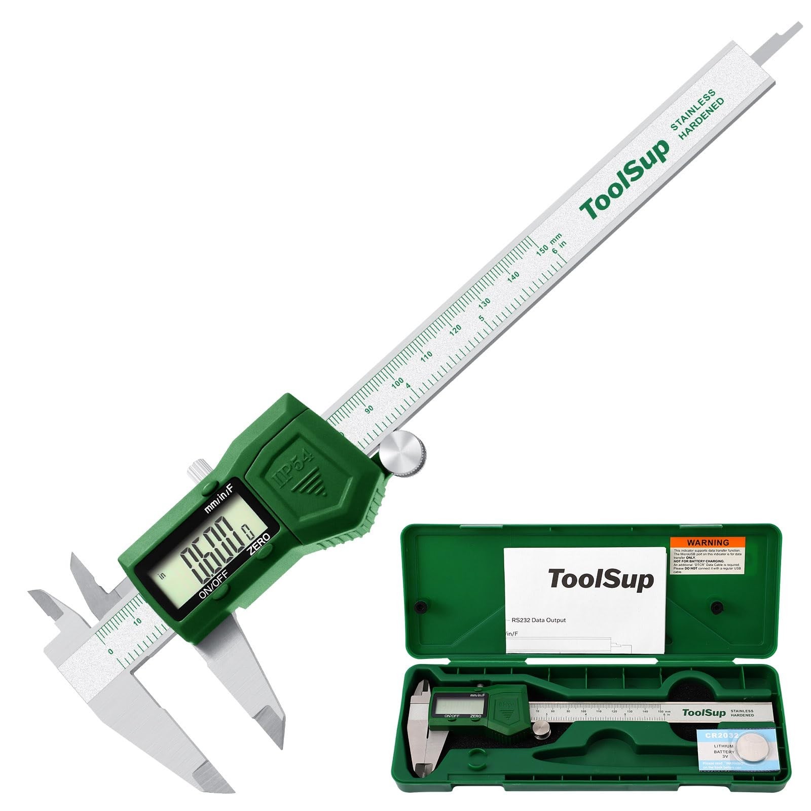 IP54 Digital Caliper, 6 inch Electronic Vernier Caliper with Stainless Steel ...