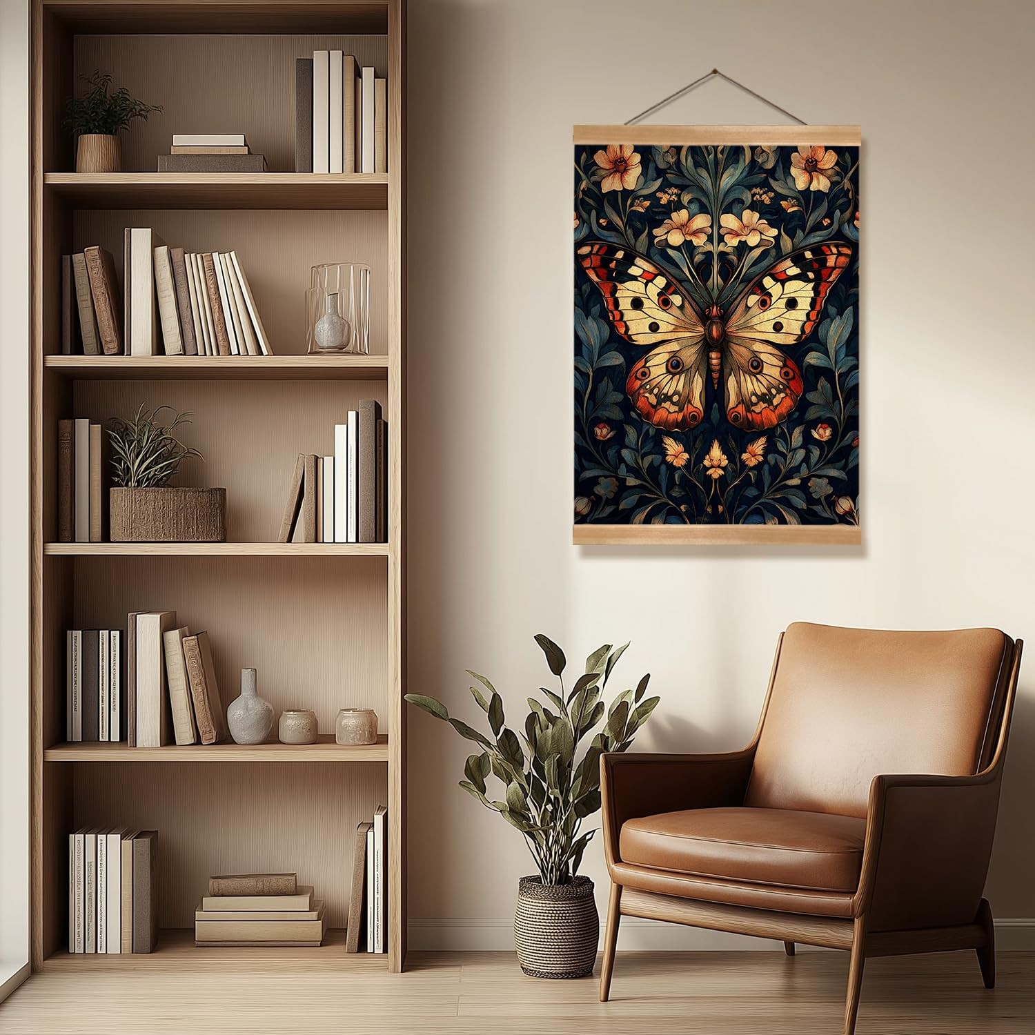 ZTGDA William Morris Abstract Vintage Floral 16"L x 12"W, Colour-Butterfly03