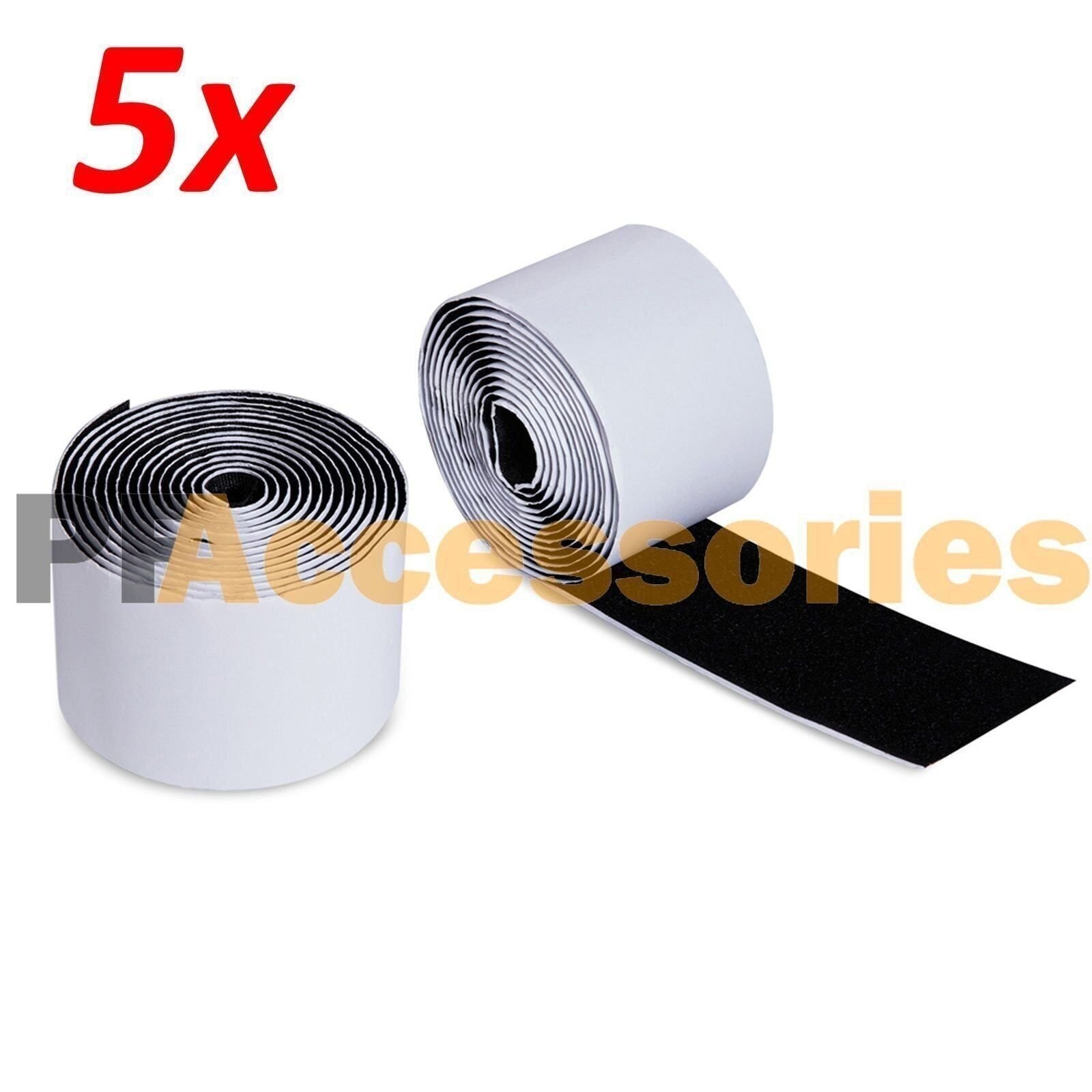 5 Rolls 3 FT 1" inch Self Adhesive Tape Hook and Loop Fastener Sticky Back Black