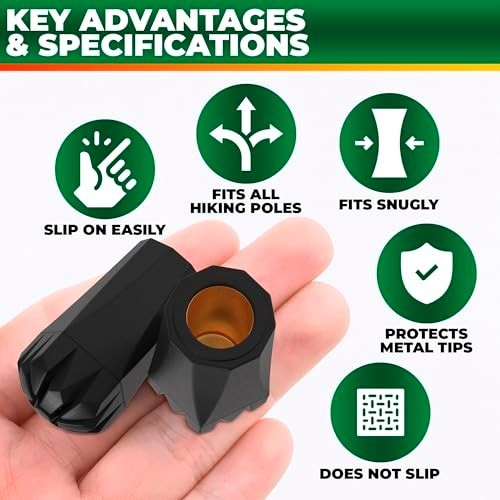 6 Rubber Tips for Hiking Poles Cane Tips Replacement Slip-Resistant Grip