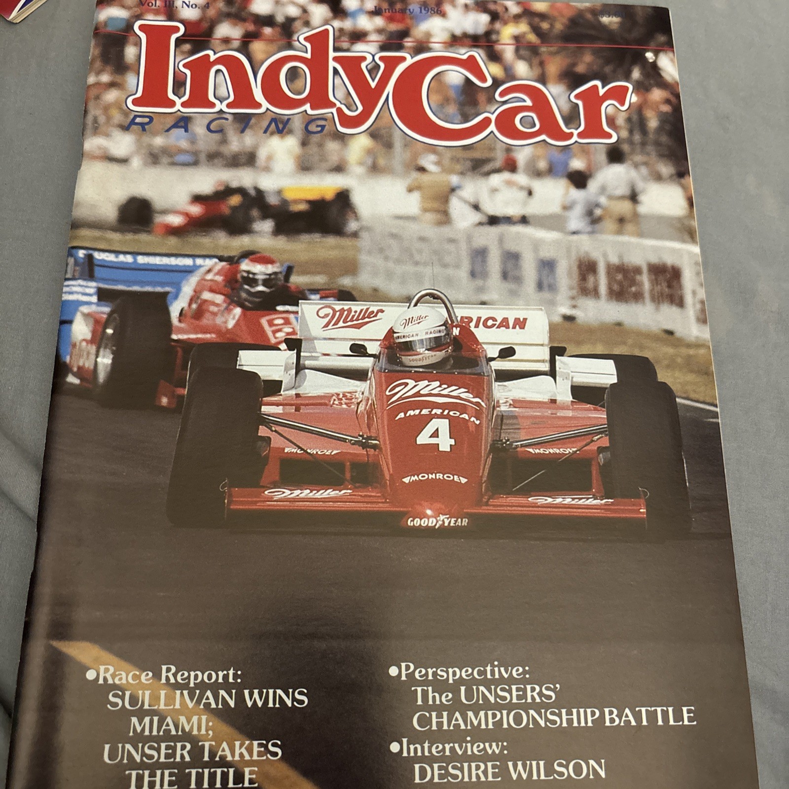 1986 January Indy Car Racing Magazine. The Unsers Championship Battle
