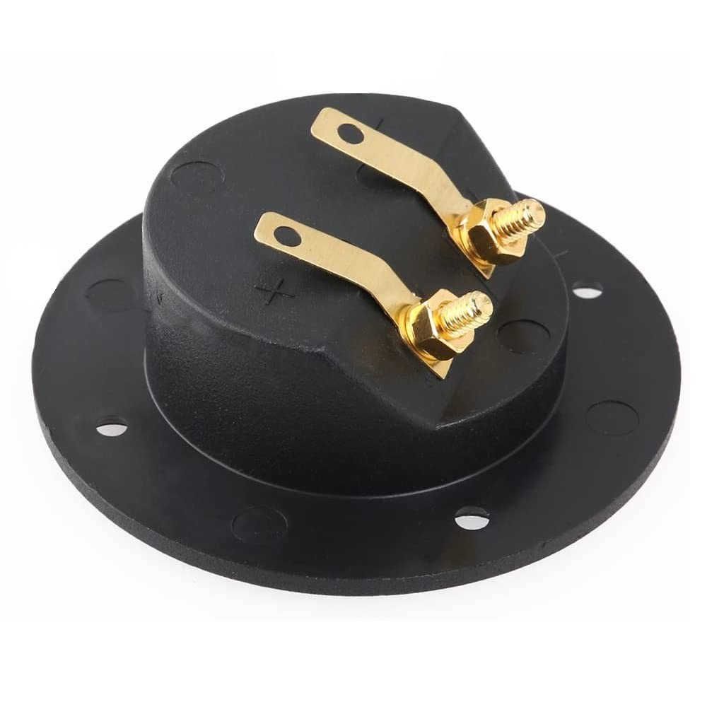 BlueMart 3" Round 2-Way Binding Post Screw Cup Connector Speaker Black - 2pcs