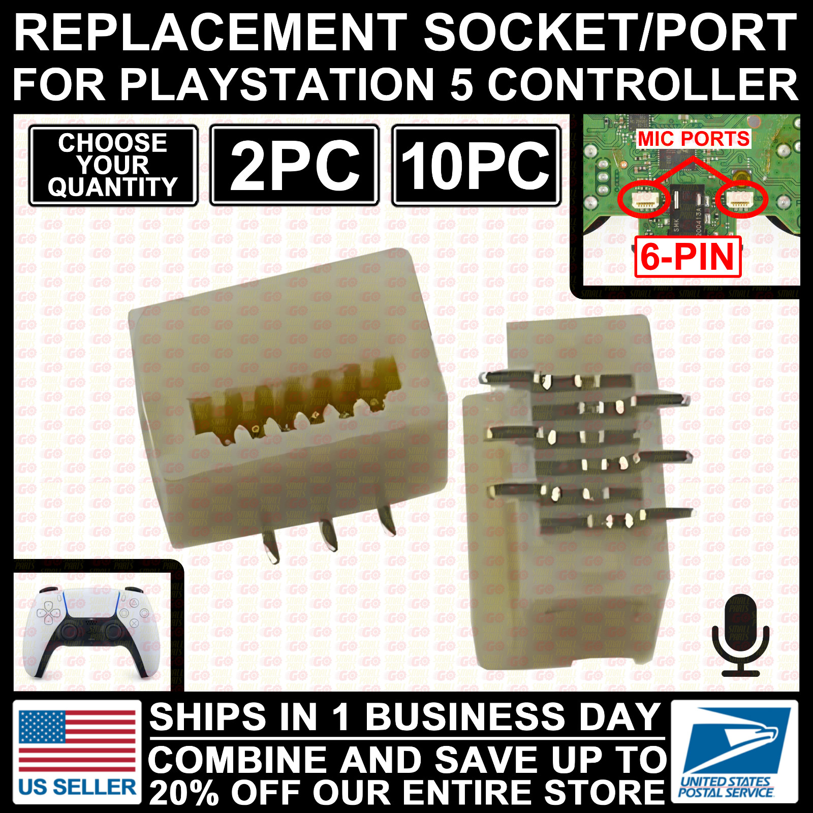 6-PIN Socket For PlayStation 5 PS5 Controller Connector Microphone Mic BDM-010