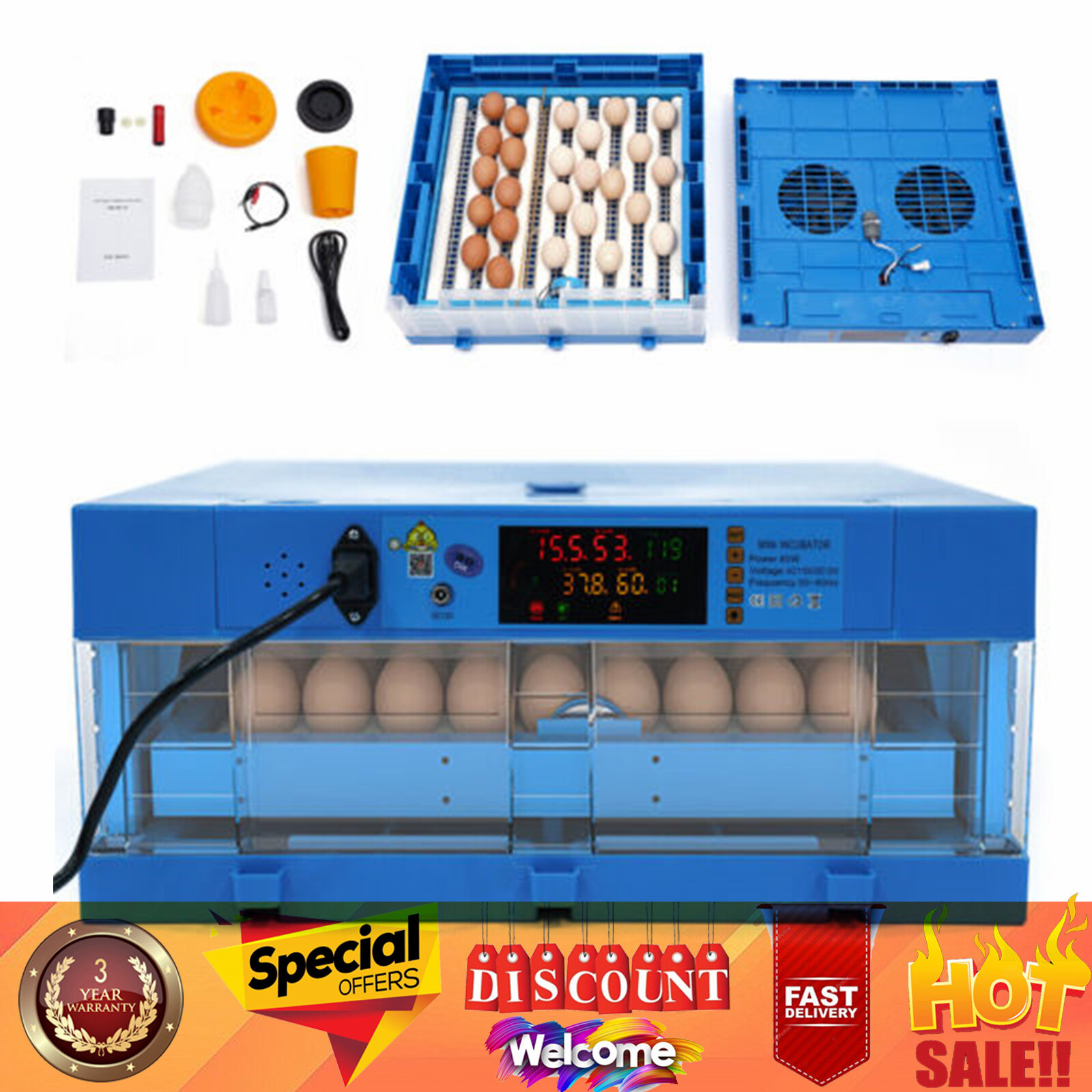 48 Eggs Digital Incubator with Fully Automatic Egg Turning Humidity Chicken Duck