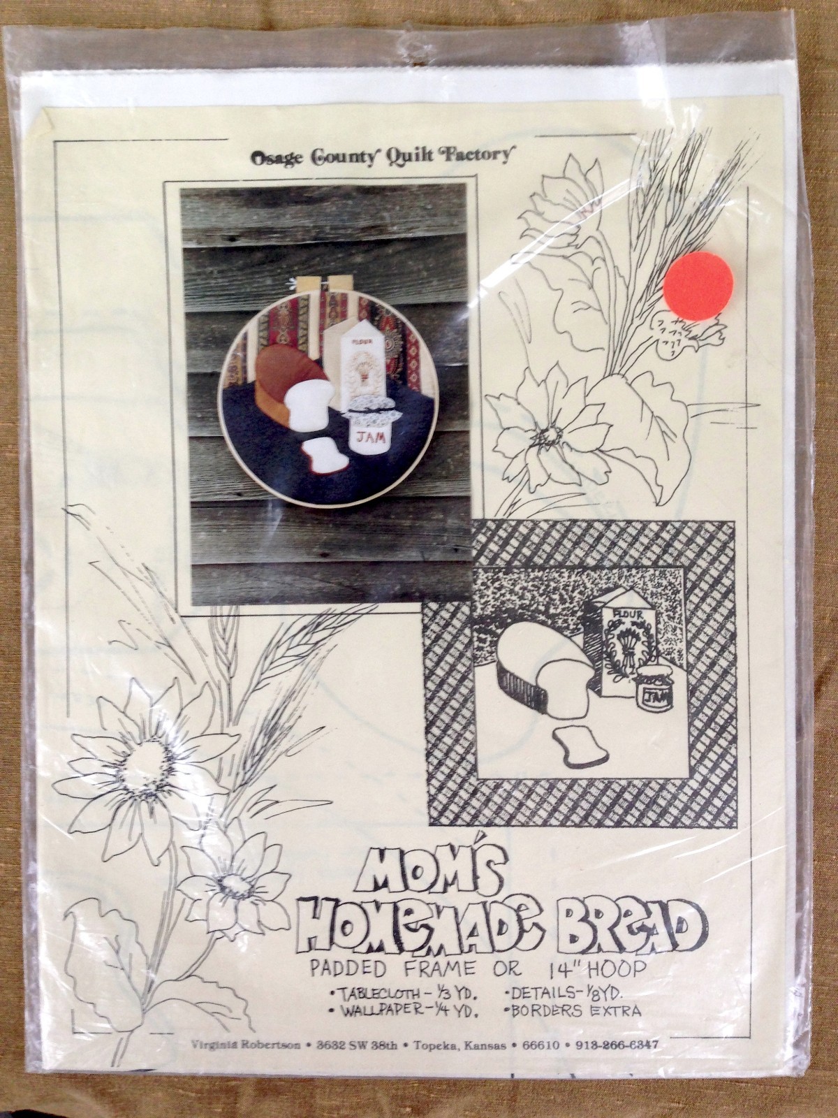 Osage County Quilt Factory Mom's Homemade Bread Needlepoint Pattern