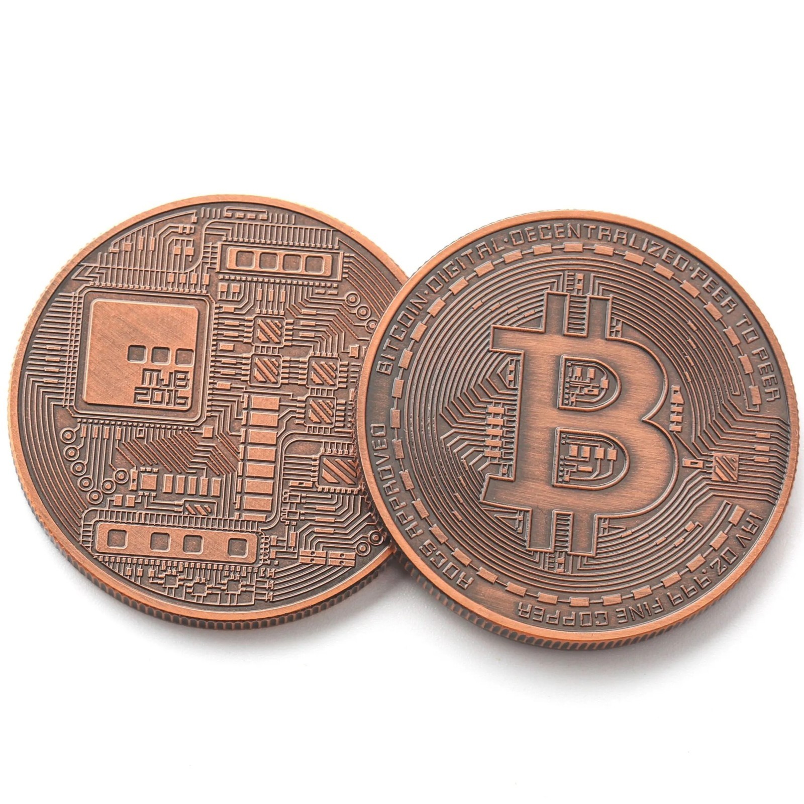 Bitcoin Copper Coins – 2 Pcs 1 oz .999 Pure Physical BTC Tokens | Commemorative