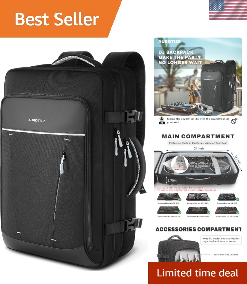 DJ Controller Bag for DDJ-/DDJ 200/DDJ 400/DDJ , Padded DJ Backpack with Mult...