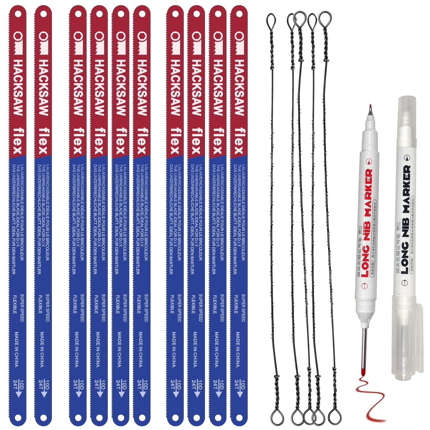 10 Pack Hacksaw Blades, High Speed 24 Tpi - 12" Length Hacksaw Blades 12 Inch...