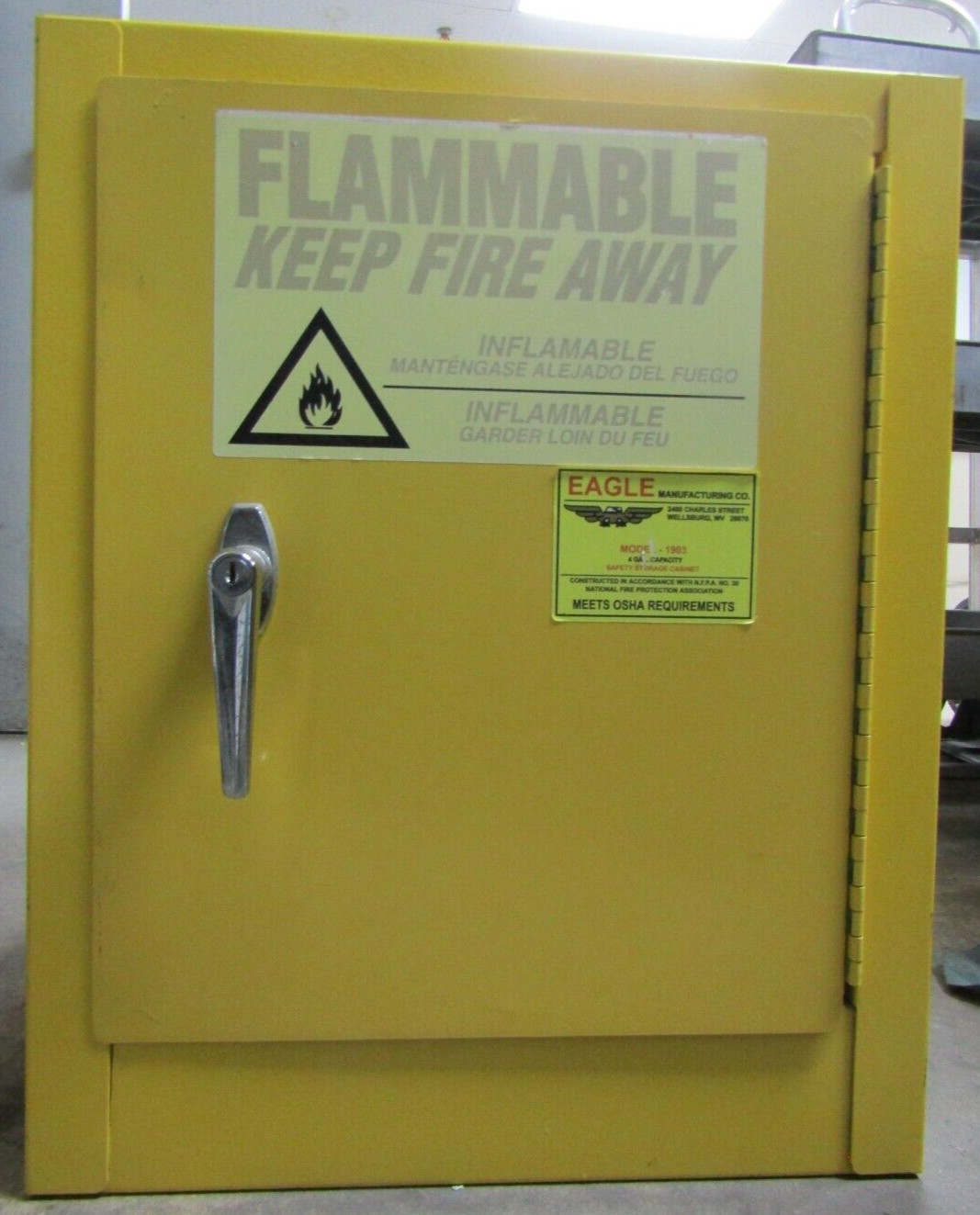 😃 EAGLE 4 GALLON CAPACITY FLAMMABLE INFLAMMABLE LIQUID STORAGE CABINET 1903