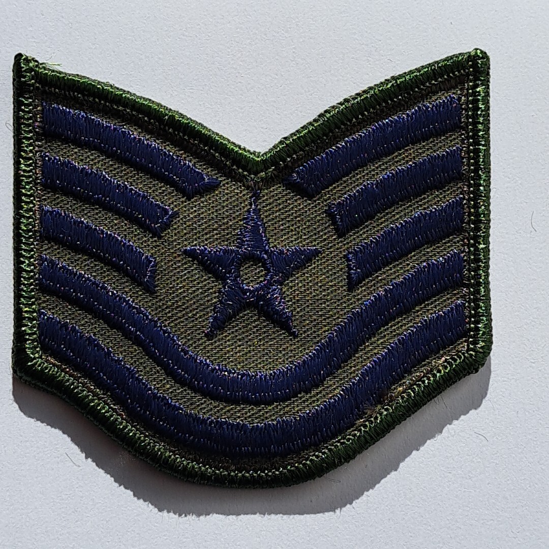 E6 Patches Two Pair USAF E-6 Air Force Tech Sergeant Stripes Rank 3" Subdued