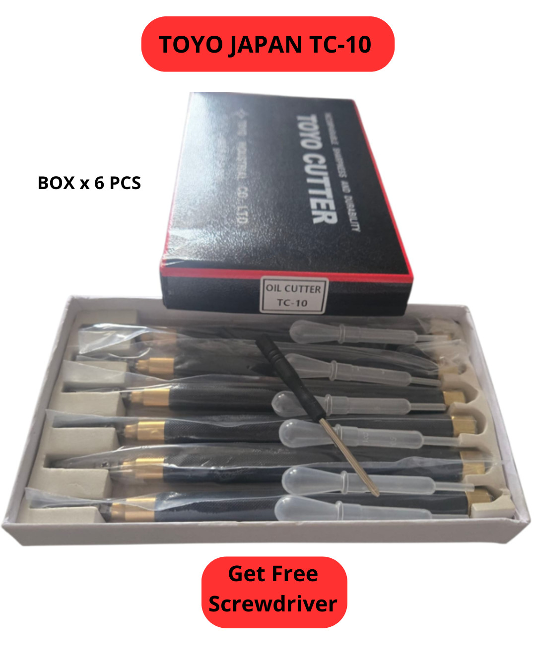 TOYO JAPAN TC-10 Professional Glass Ceramic Cutter BOX 6 PCS Get Screwdriver