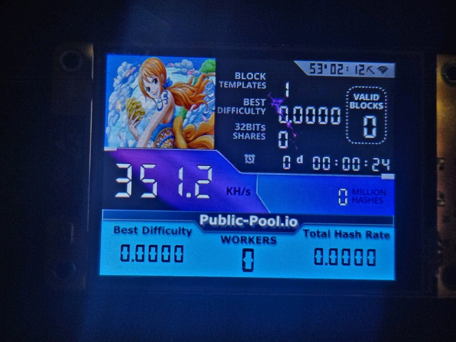 Nerdminer V2 350KH/s ☆Nami One Piece Edition☆ Bitcoin Solo Nerd Miner (No Case)