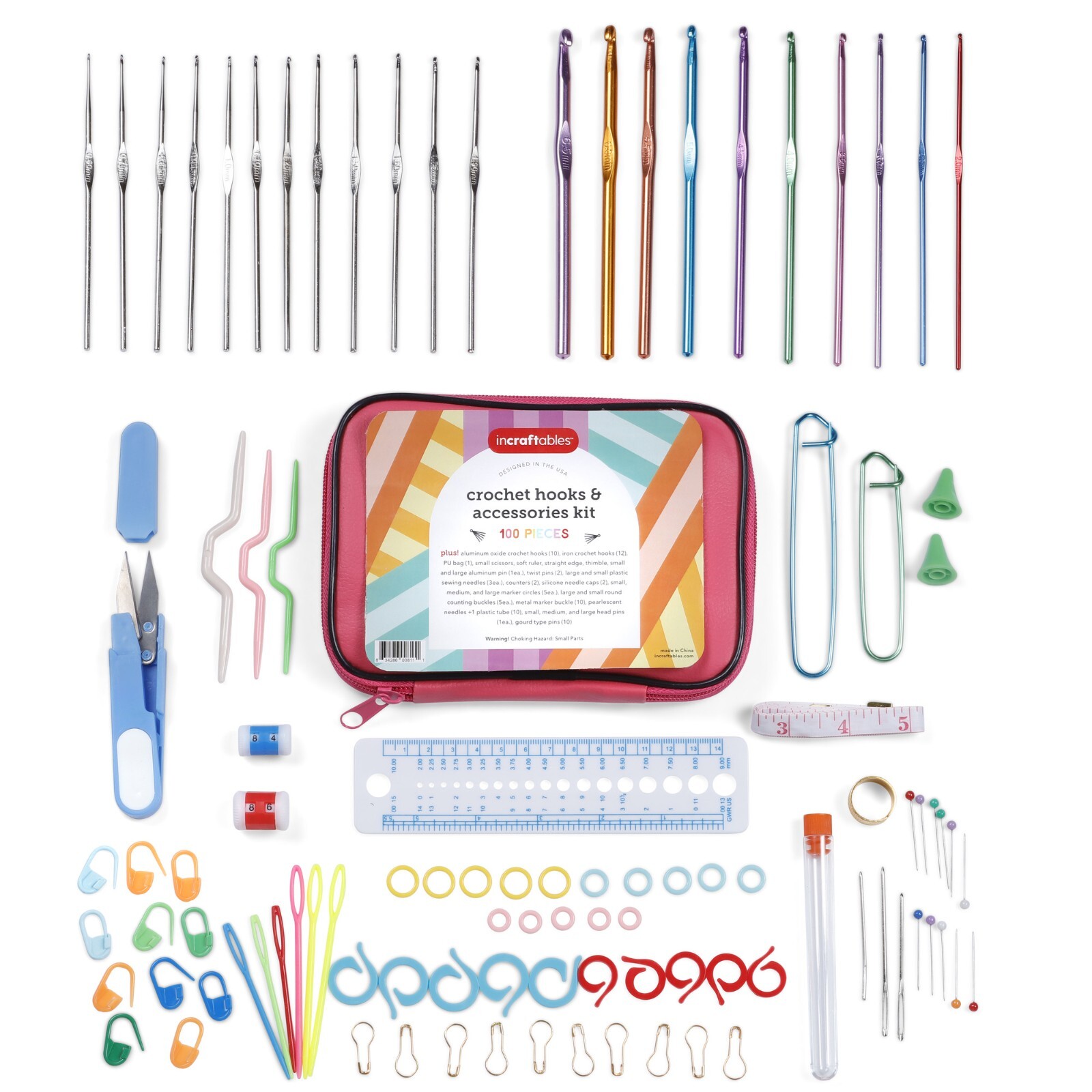 Incraftables Crochet Hook Set with Case 100pcs. Best Crochet Hook Kit