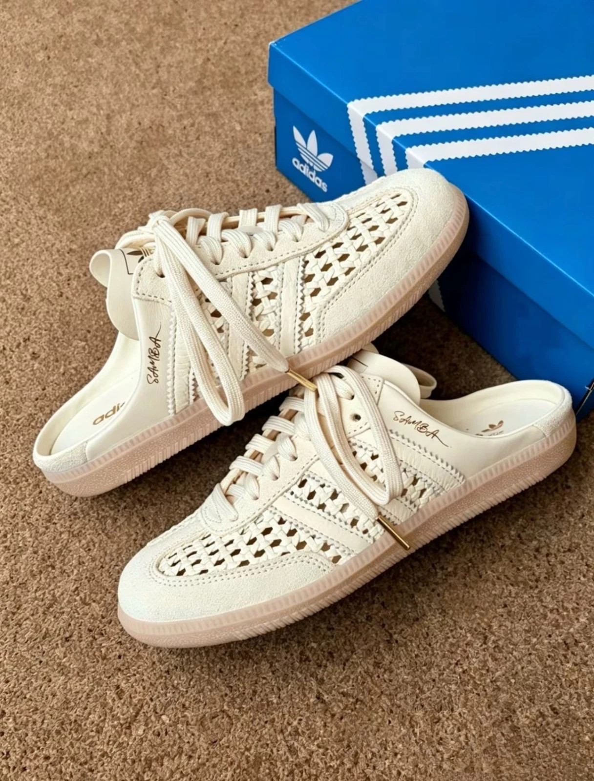 NEW Originals Samba Mule Woven 'Crew White' Light KH7719 Women's Size US 5-9