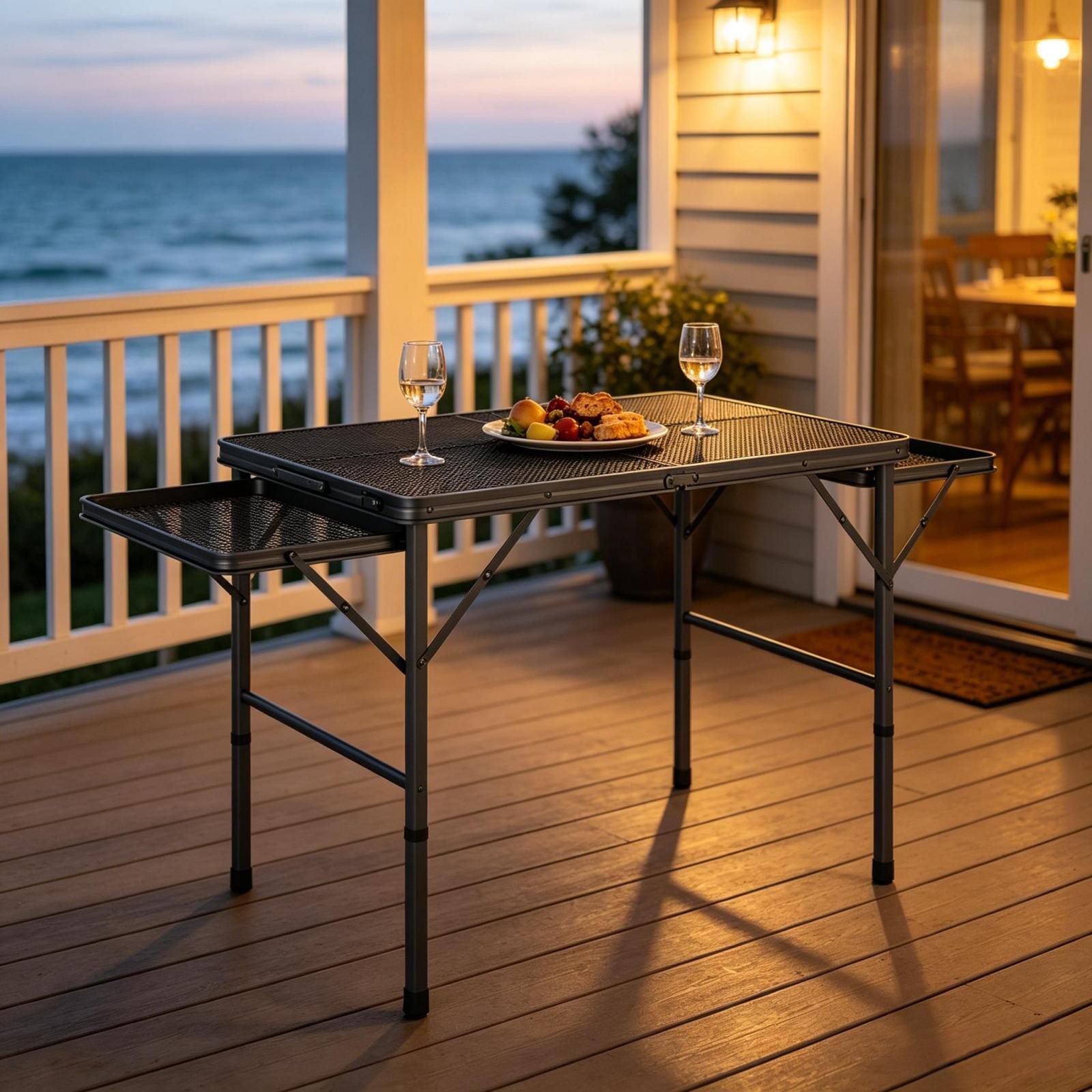 Portable Foldable Outdoor Camping Table Expandable Adjustable Height